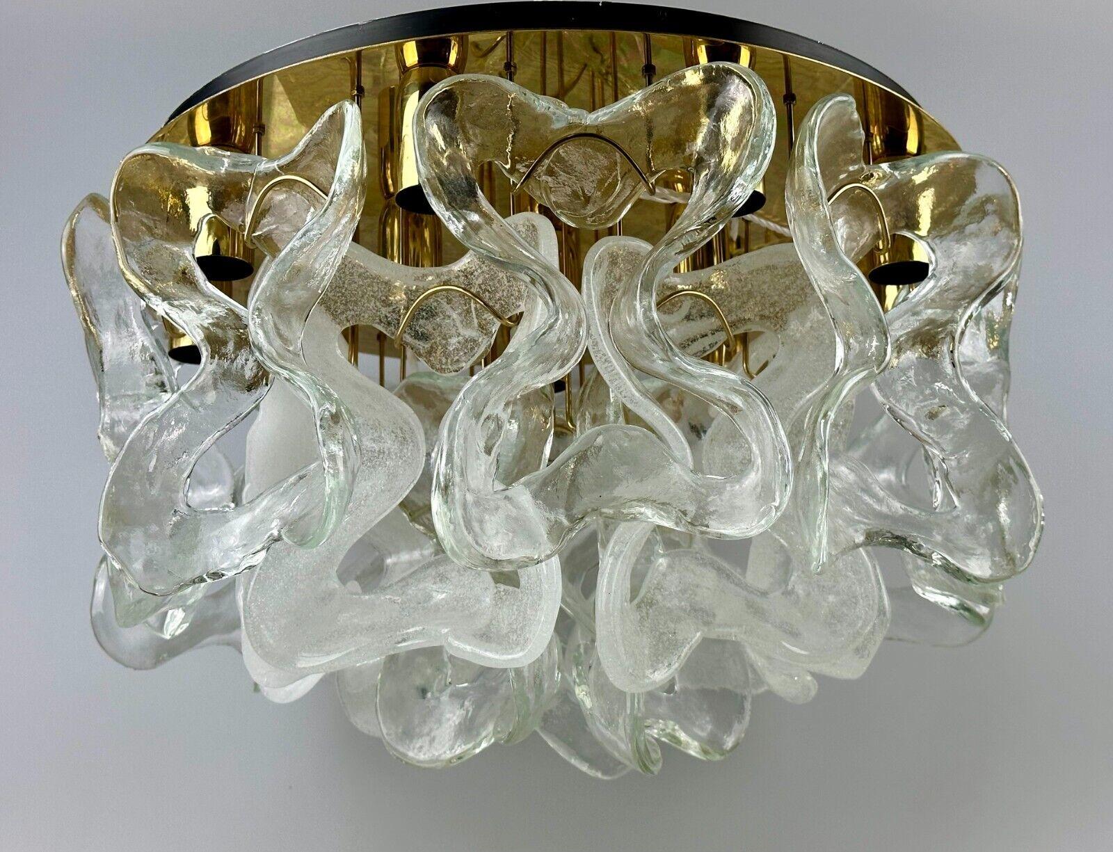 Austrian 60s 70s ceiling lamp chandelier J.T. Kalmar Franken Austria ice glass For Sale