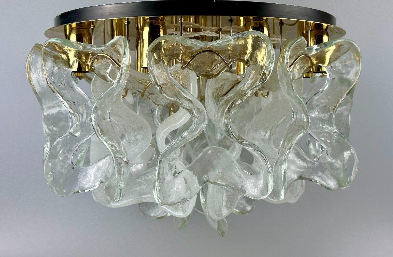 60s 70s ceiling lamp chandelier J.T. Kalmar Franken Austria ice glass In Good Condition For Sale In Neuenkirchen, NI