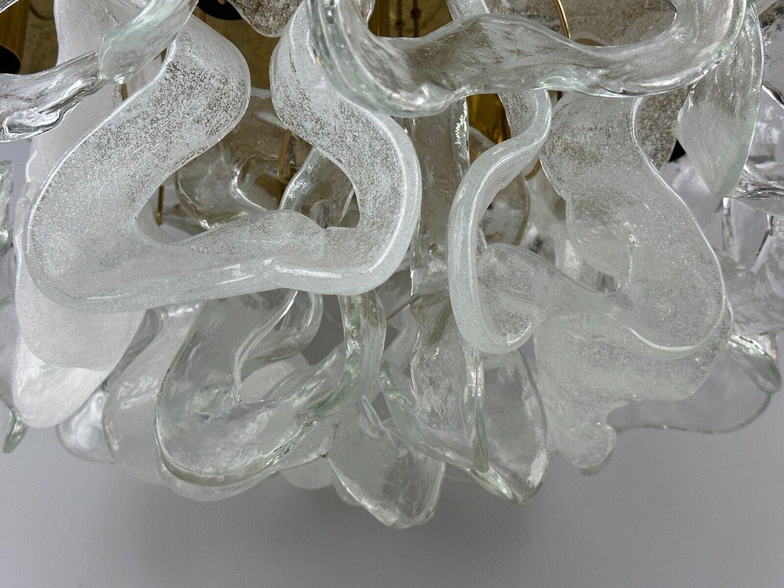 60s 70s ceiling lamp chandelier J.T. Kalmar Franken Austria ice glass For Sale 2