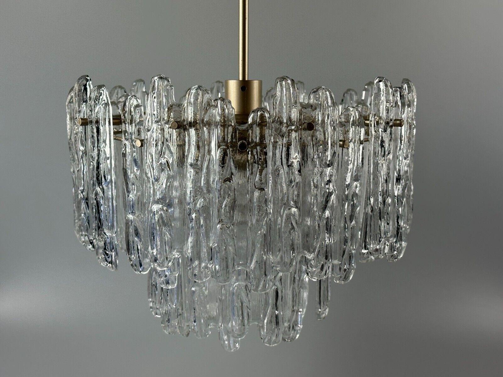 Late 20th Century 60s 70s ceiling lamp chandelier Kinkeldey Germany Space Age glass design For Sale