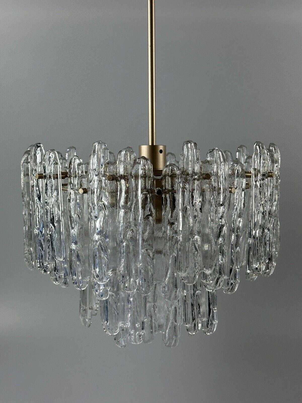 Metal 60s 70s ceiling lamp chandelier Kinkeldey Germany Space Age glass design For Sale