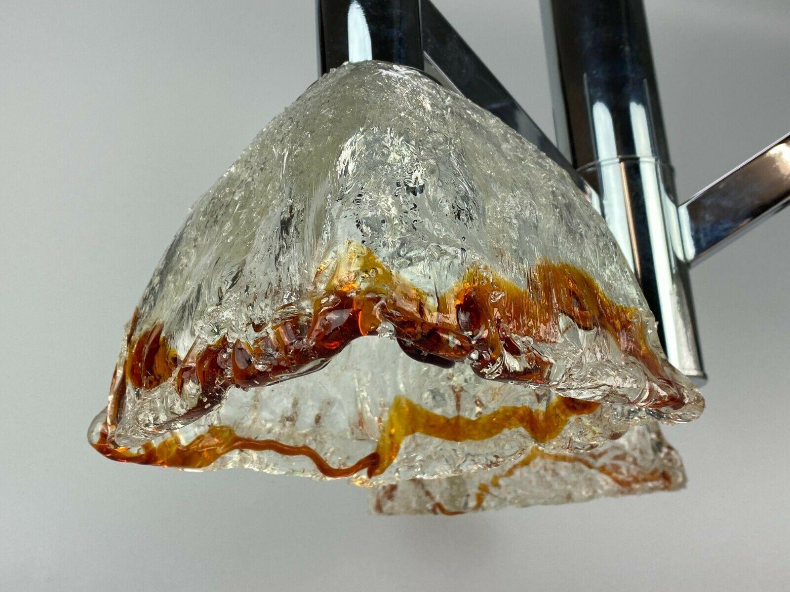 60s 70s Ceiling Lamp Chrome Chandelier Mazzega Murano Glass Design For Sale 4