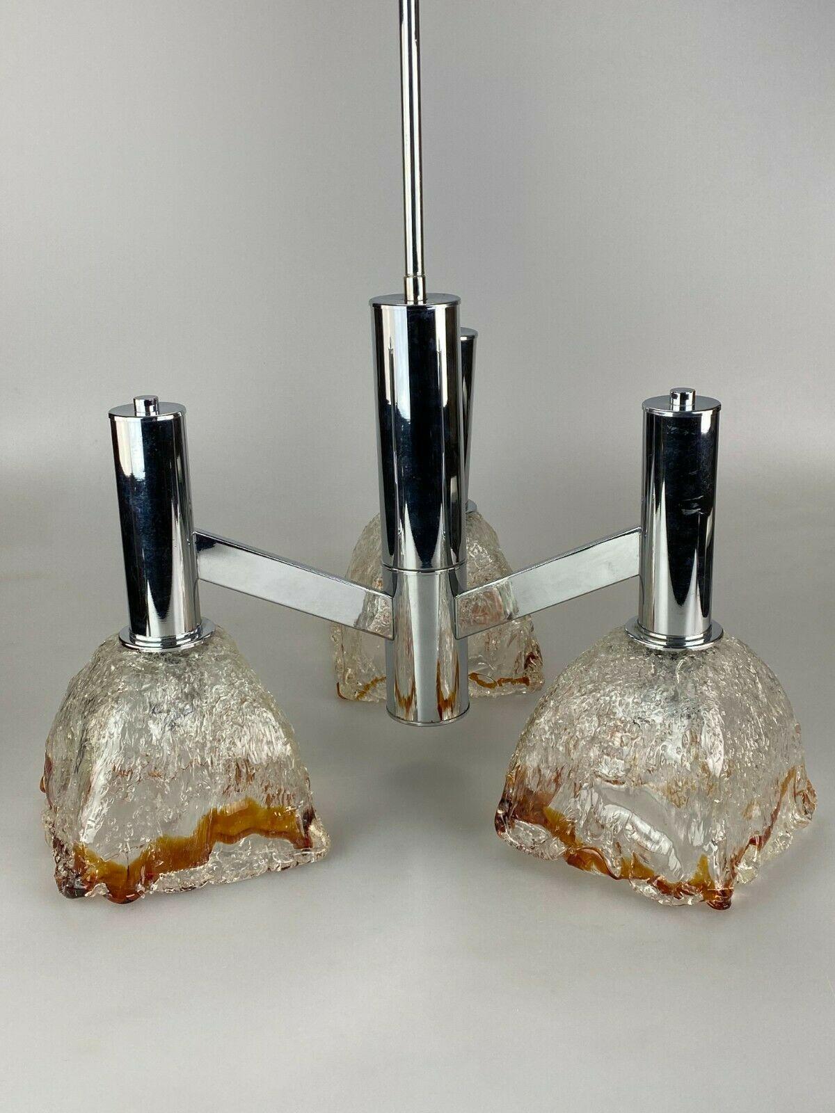 60s 70s Ceiling Lamp Chrome Chandelier Mazzega Murano Glass Design For Sale 6