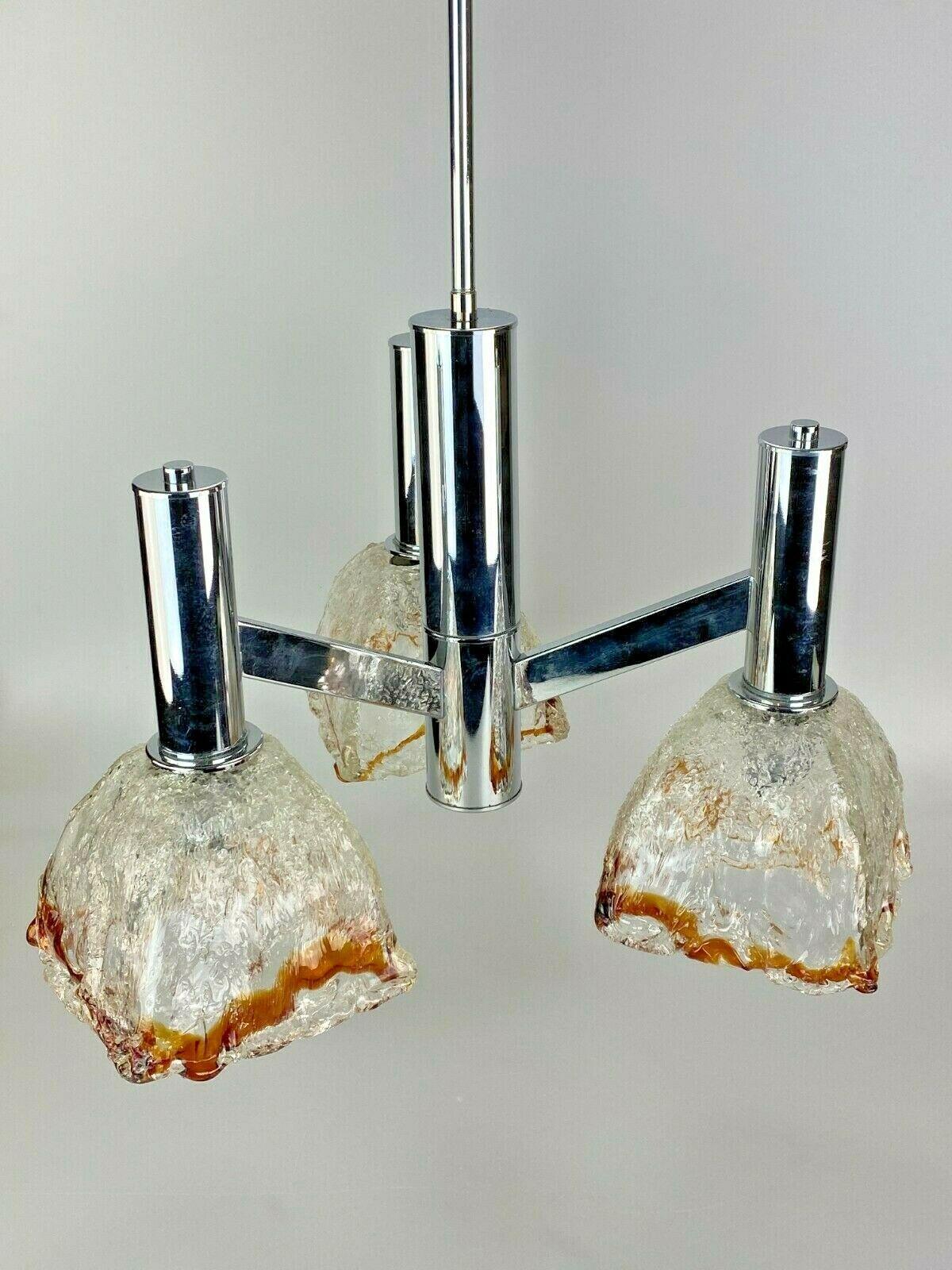 Italian 60s 70s Ceiling Lamp Chrome Chandelier Mazzega Murano Glass Design For Sale