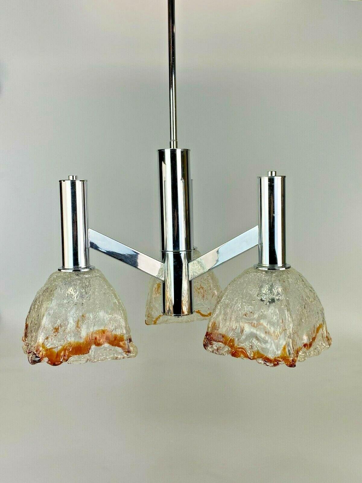 60s 70s Ceiling Lamp Chrome Chandelier Mazzega Murano Glass Design In Good Condition For Sale In Neuenkirchen, NI