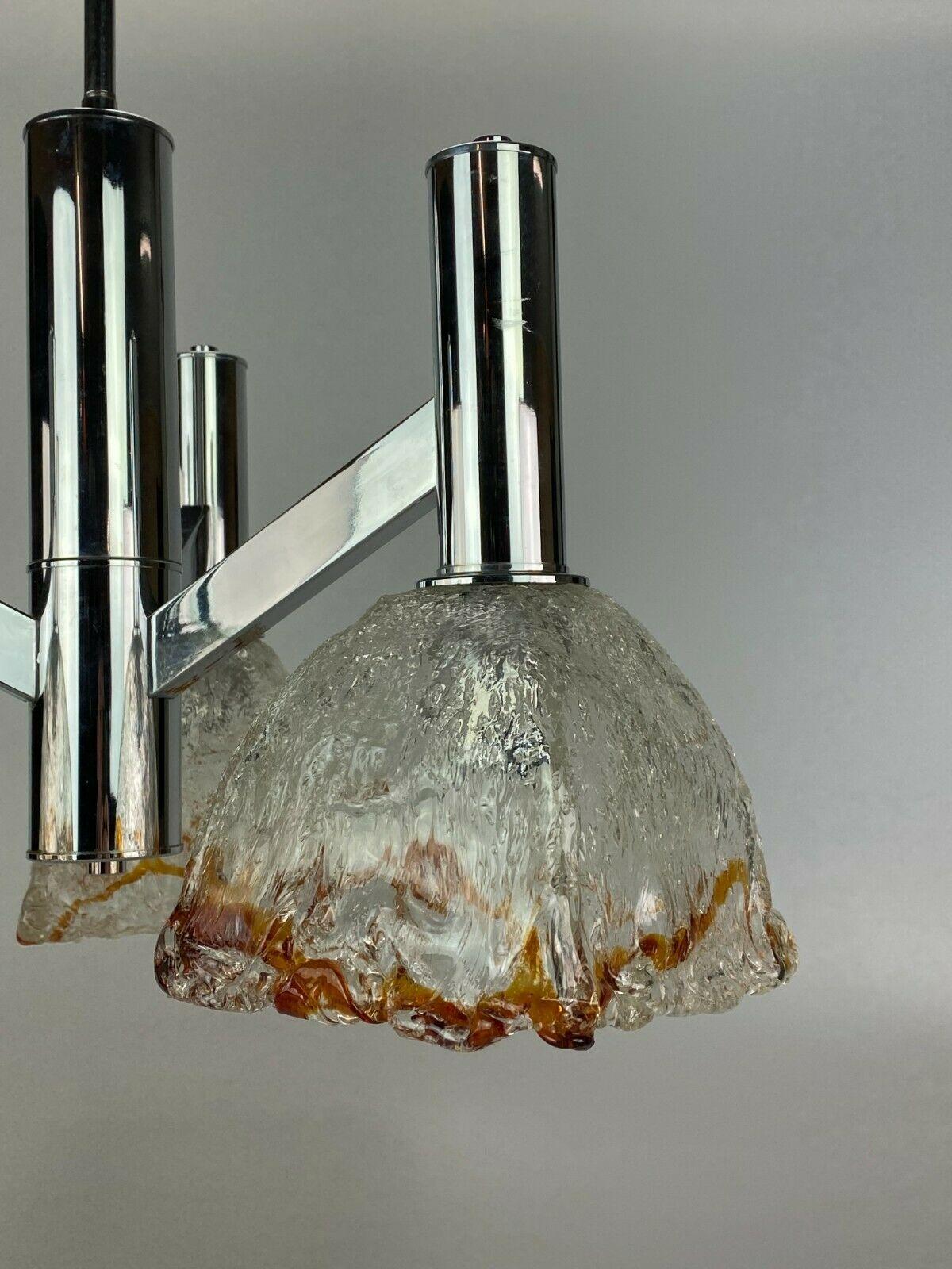 60s 70s Ceiling Lamp Chrome Chandelier Mazzega Murano Glass Design For Sale 2