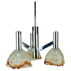 60s 70s Ceiling Lamp Chrome Chandelier Mazzega Murano Glass Design
