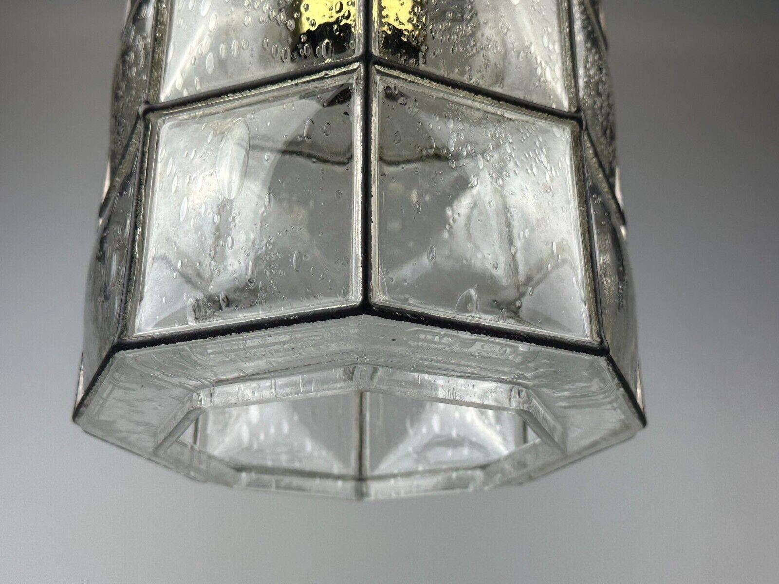60s 70s ceiling lamp Glashütte Limburg Germany glass & brass Space Age For Sale 6