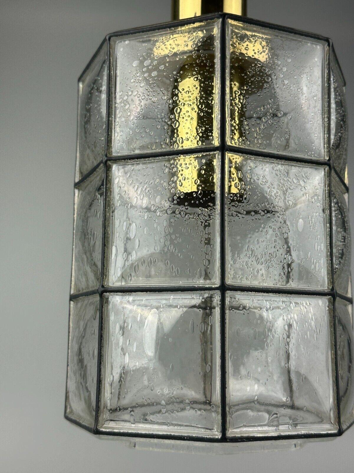 60s 70s ceiling lamp Glashütte Limburg Germany glass & brass Space Age For Sale 7