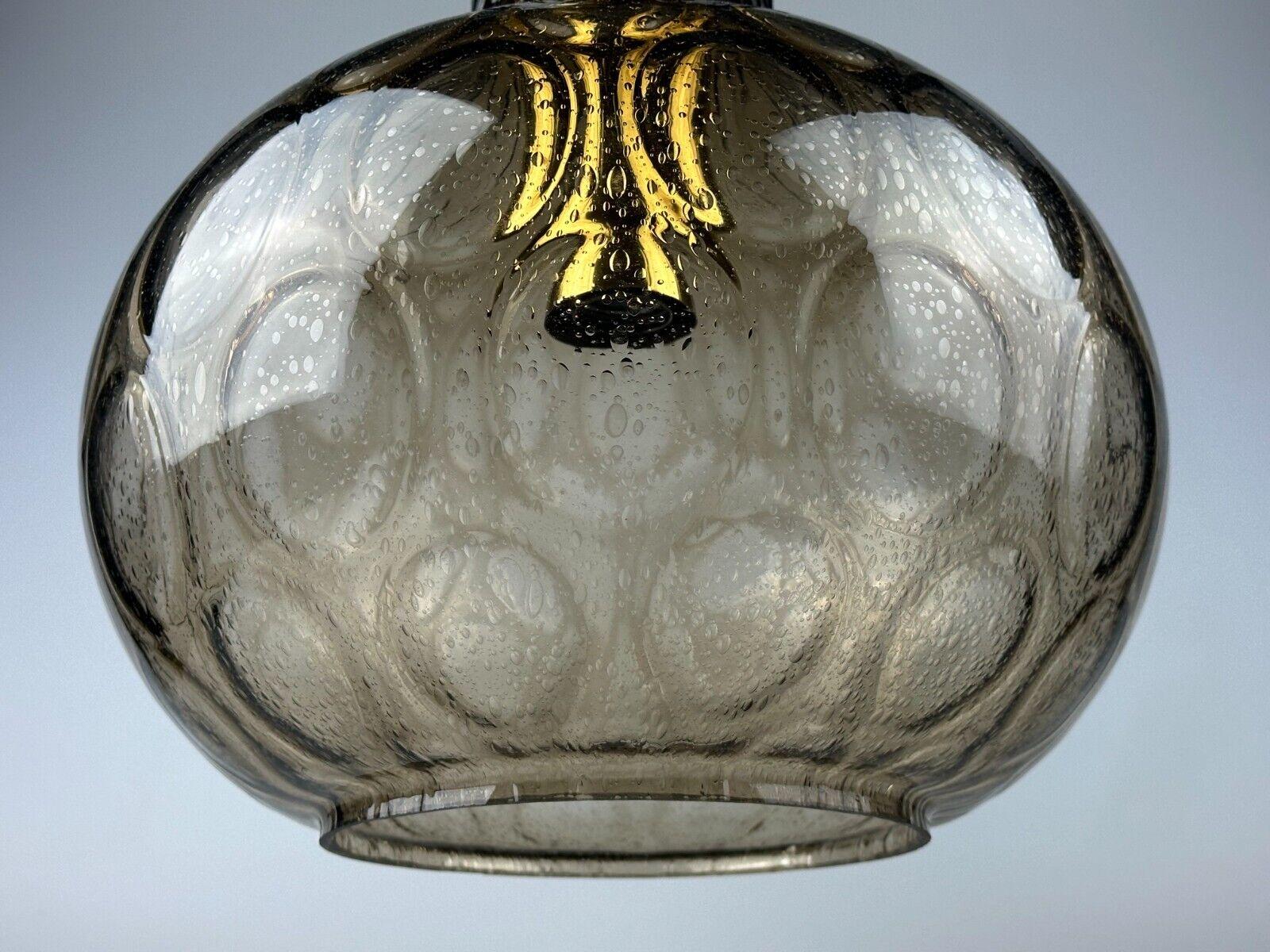 60s 70s ceiling lamp Glashütte Limburg Germany glass & brass Space Age For Sale 8