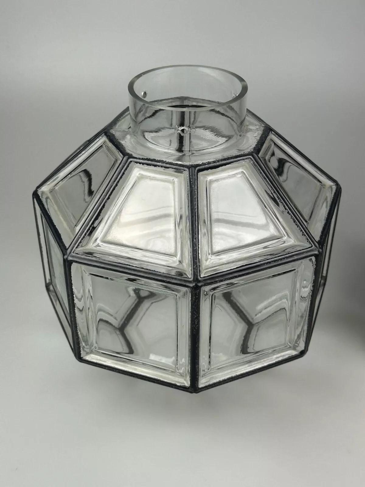 Lampada da soffitto anni '60-'70 Glashütte Limburg Germania vetro e ottone A Space AGE in vendita 9