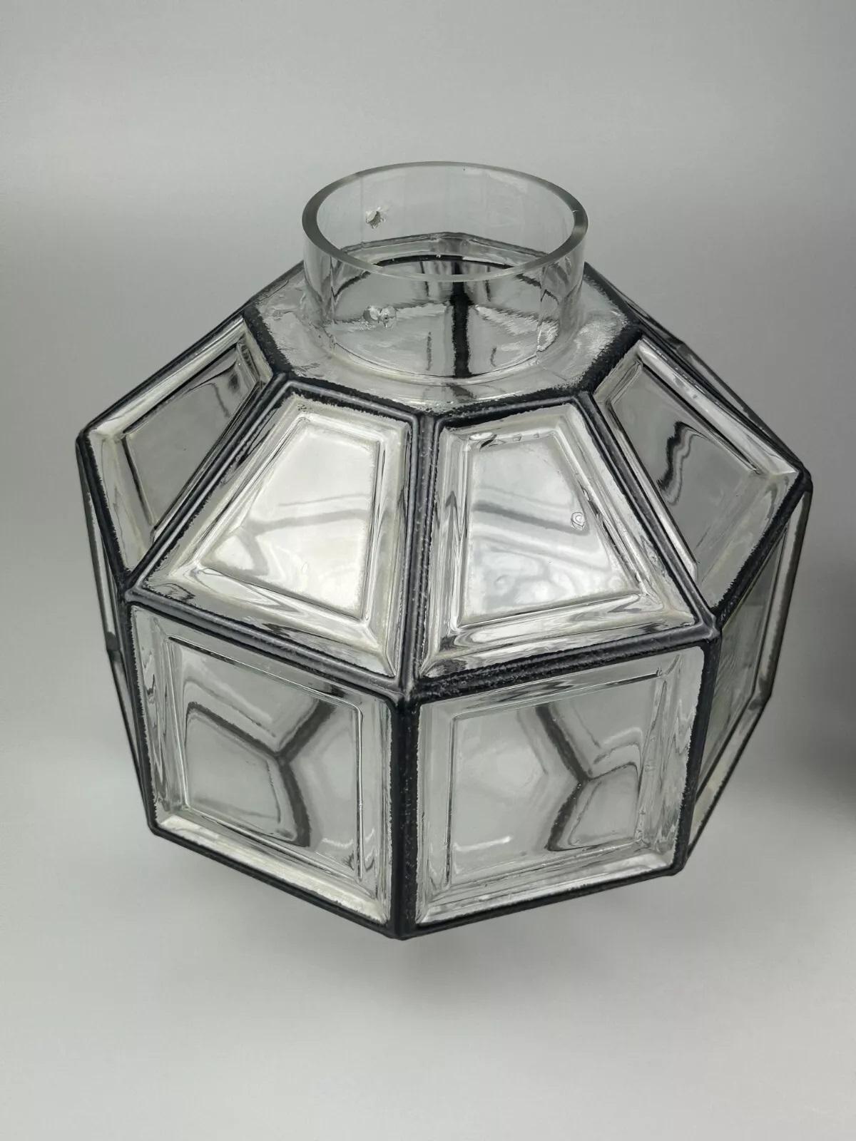 Lampada da soffitto anni '60-'70 Glashütte Limburg Germania vetro e ottone A Space AGE in vendita 10