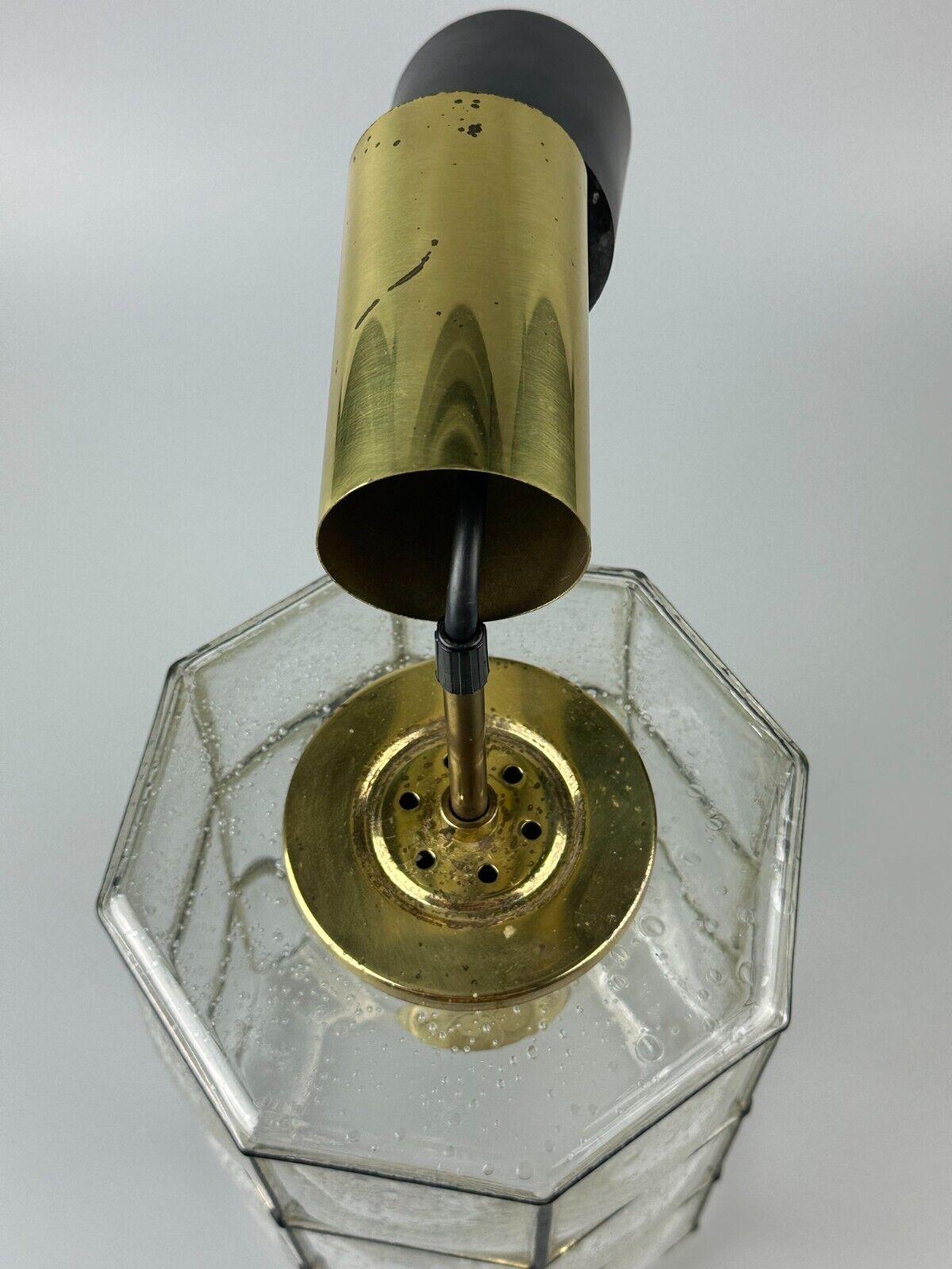 60s 70s ceiling lamp Glashütte Limburg Germany glass & brass Space Age For Sale 12