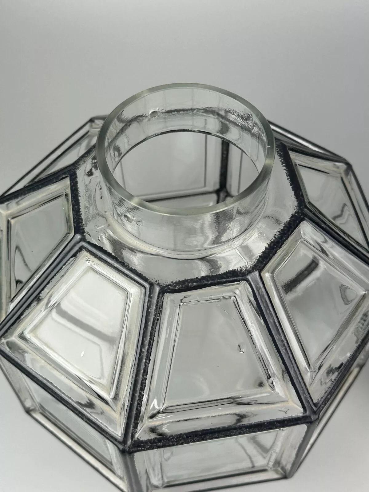 Lampada da soffitto anni '60-'70 Glashütte Limburg Germania vetro e ottone A Space AGE in vendita 11