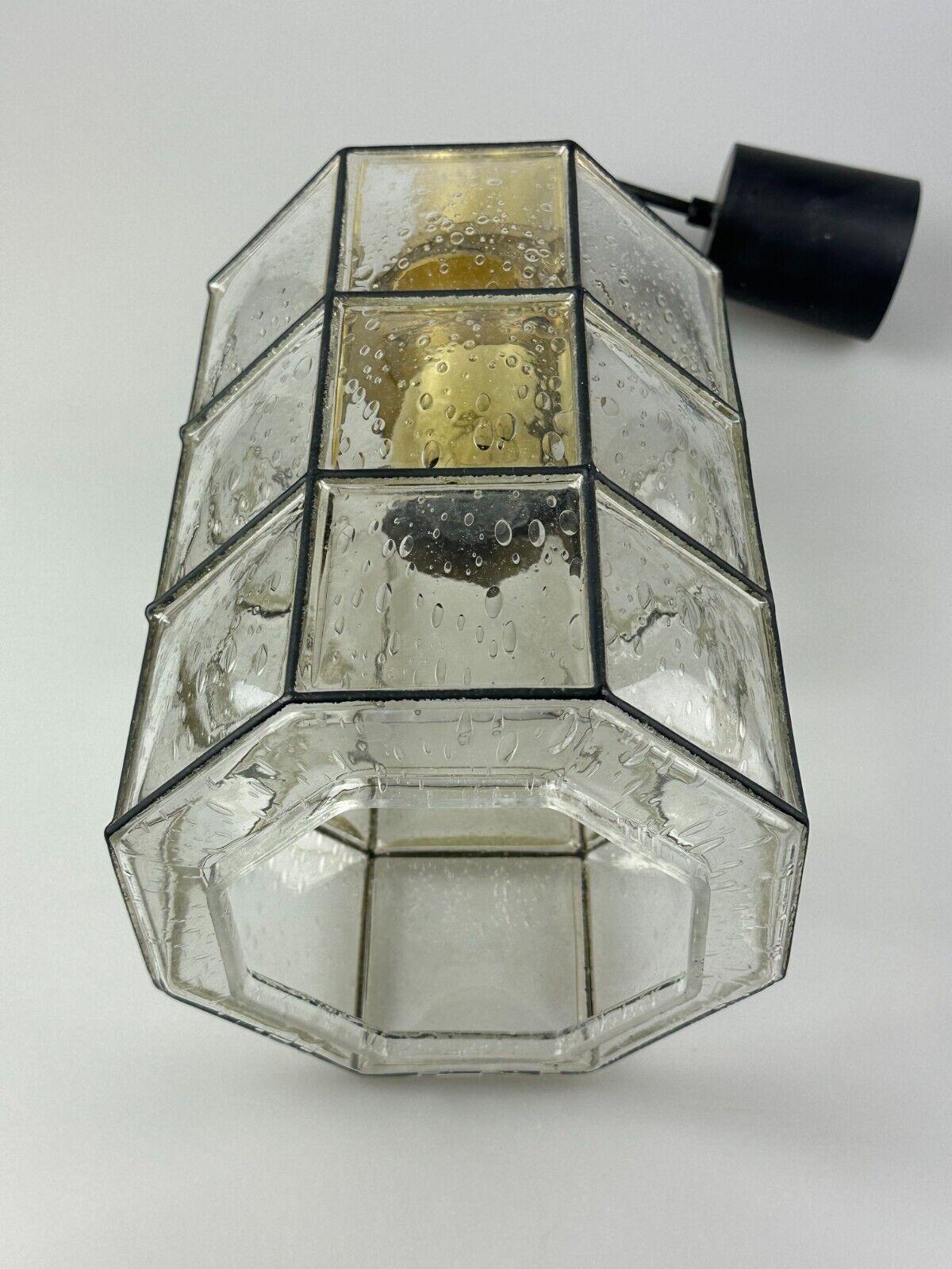 60s 70s ceiling lamp Glashütte Limburg Germany glass & brass Space Age For Sale 14