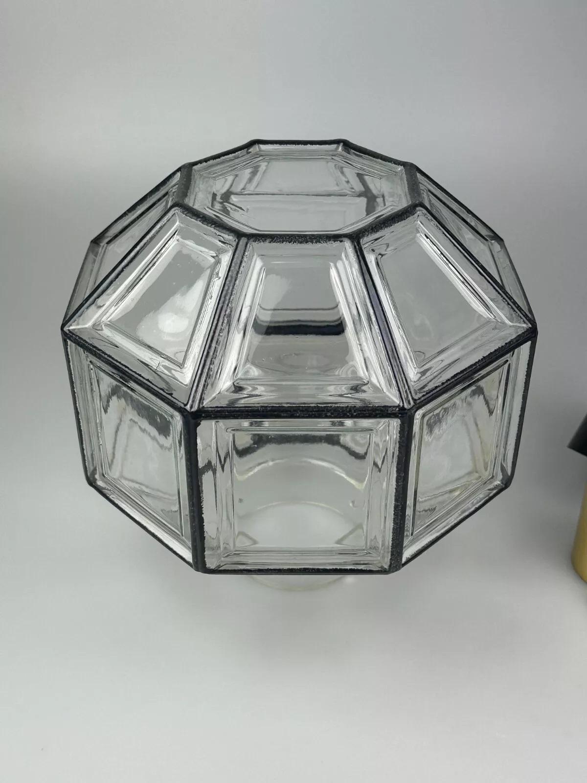 Lampada da soffitto anni '60-'70 Glashütte Limburg Germania vetro e ottone A Space AGE in vendita 13