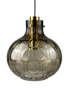 60s 70s ceiling lamp Glashütte Limburg Germany glass & brass Space Age