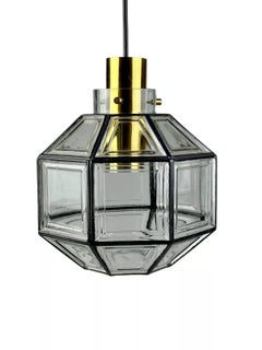 60s 70s ceiling lamp Glashütte Limburg Germany glass & brass Space Age