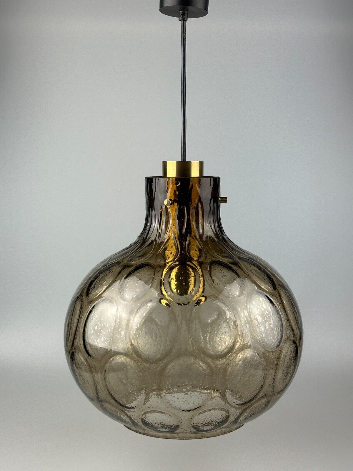 Fine XX secolo Lampada da soffitto anni '60-'70 Glashütte Limburg Germania vetro e ottone A Space AGE in vendita