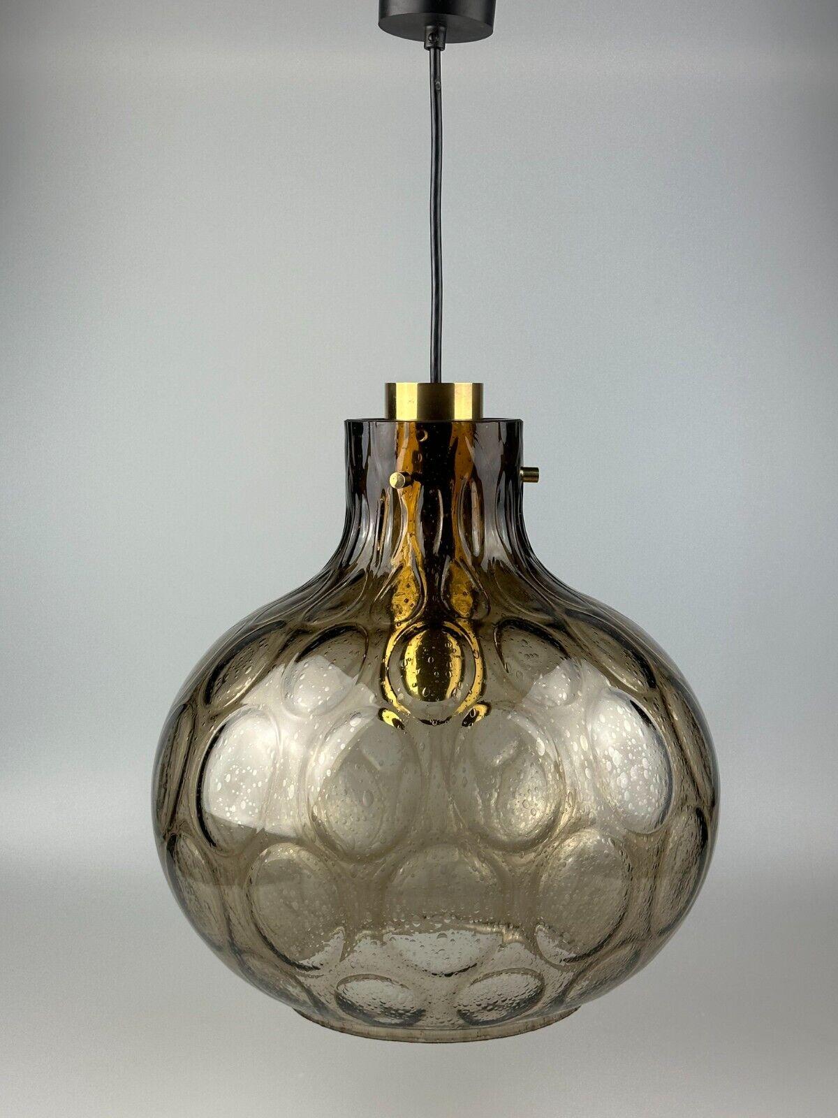 Metal 60s 70s ceiling lamp Glashütte Limburg Germany glass & brass Space Age For Sale