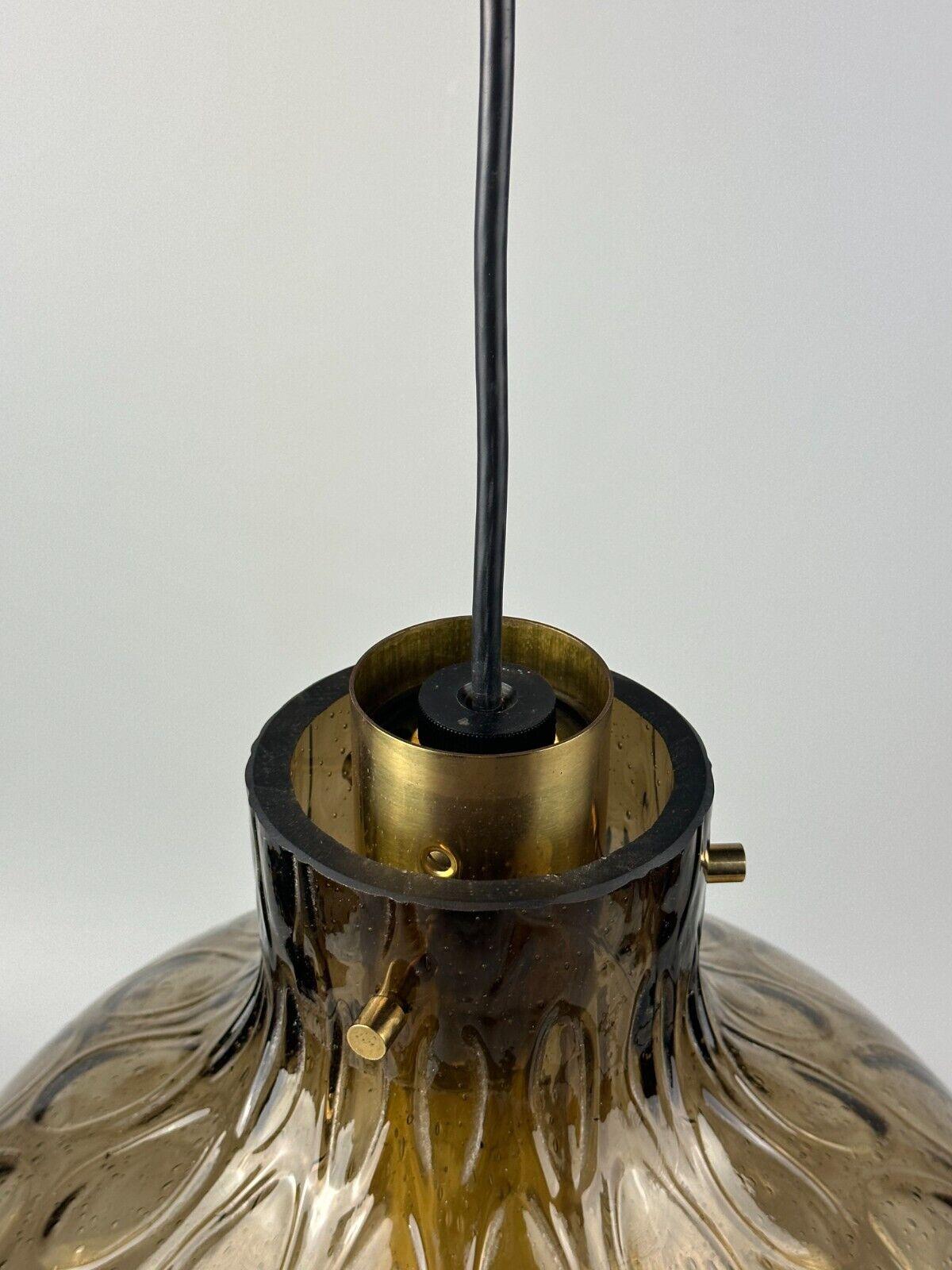 60s 70s ceiling lamp Glashütte Limburg Germany glass & brass Space Age For Sale 1