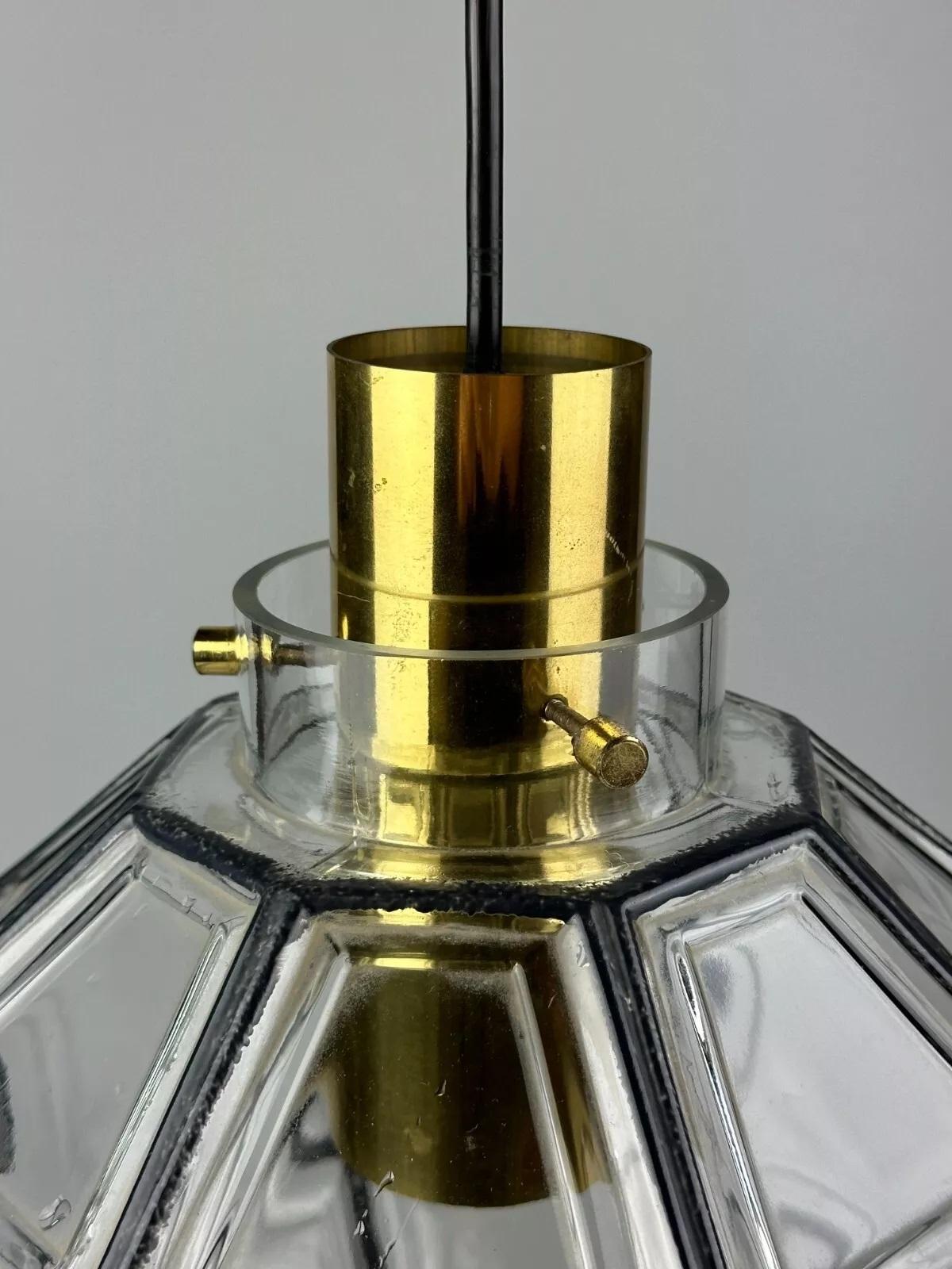 Metallo Lampada da soffitto anni '60-'70 Glashütte Limburg Germania vetro e ottone A Space AGE in vendita