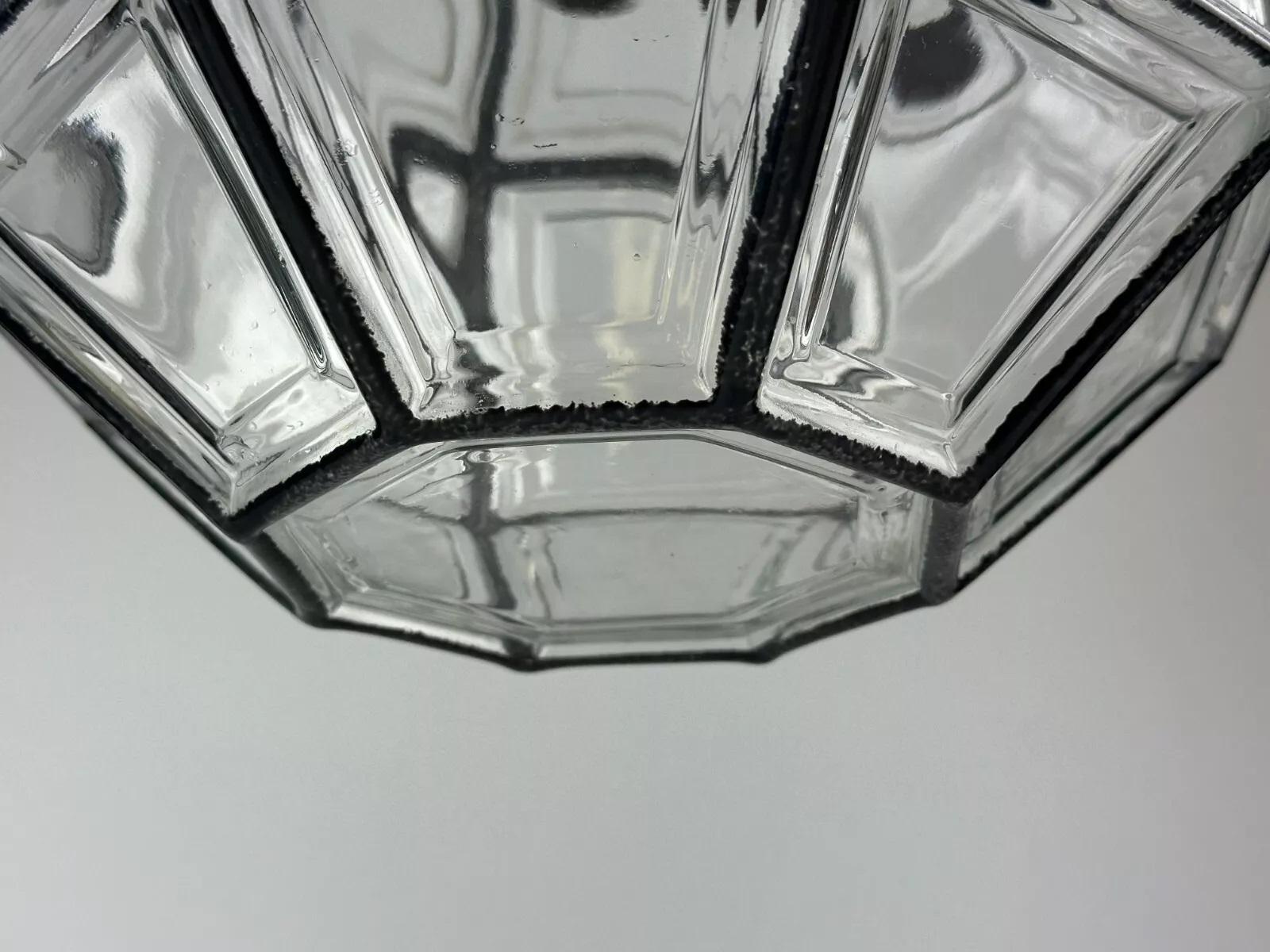 Lampada da soffitto anni '60-'70 Glashütte Limburg Germania vetro e ottone A Space AGE in vendita 2