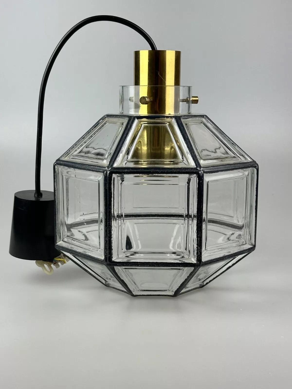 Lampada da soffitto anni '60-'70 Glashütte Limburg Germania vetro e ottone A Space AGE in vendita 3