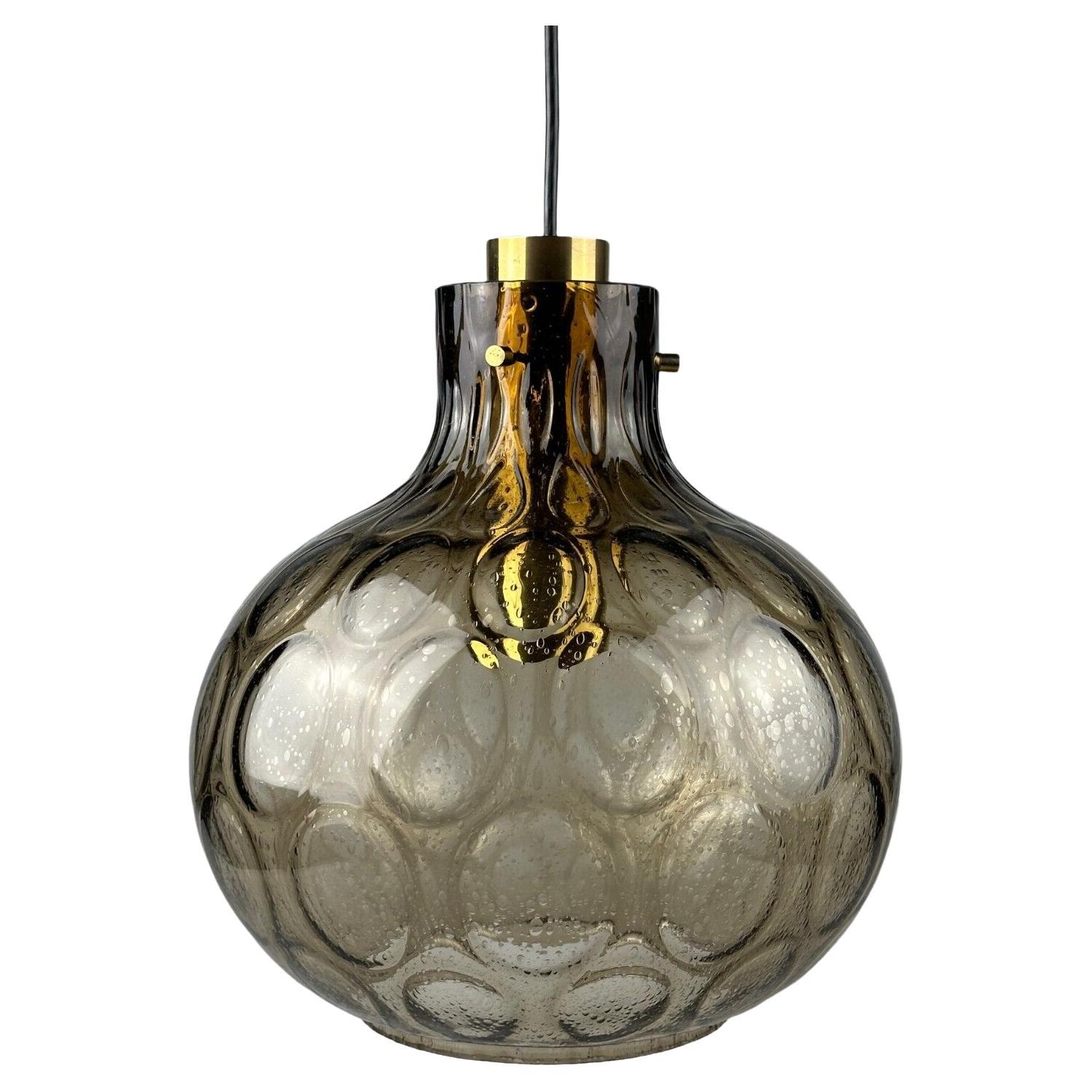 60s 70s ceiling lamp Glashütte Limburg Germany glass & brass Space Age For Sale