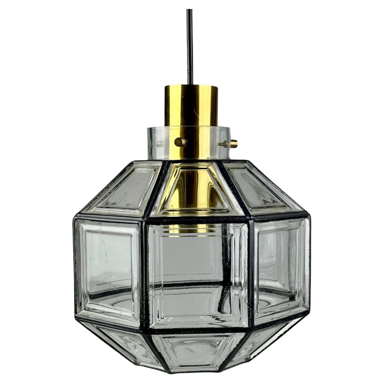 60s 70s ceiling lamp Glashütte Limburg Germany glass & brass Space Age