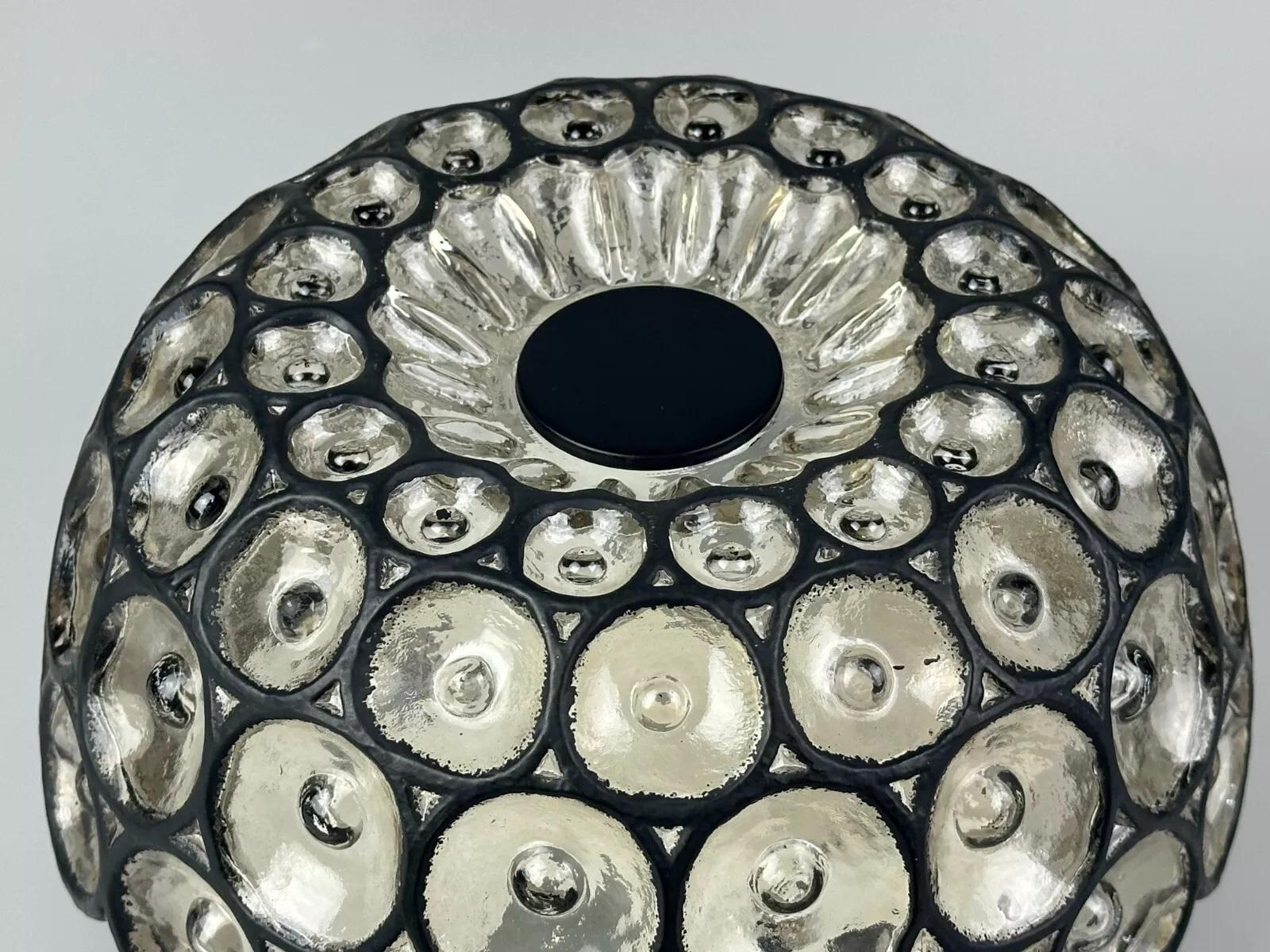 60s 70s ceiling lamp Glashütte Limburg Germany Plafoniere glass & metal For Sale 6