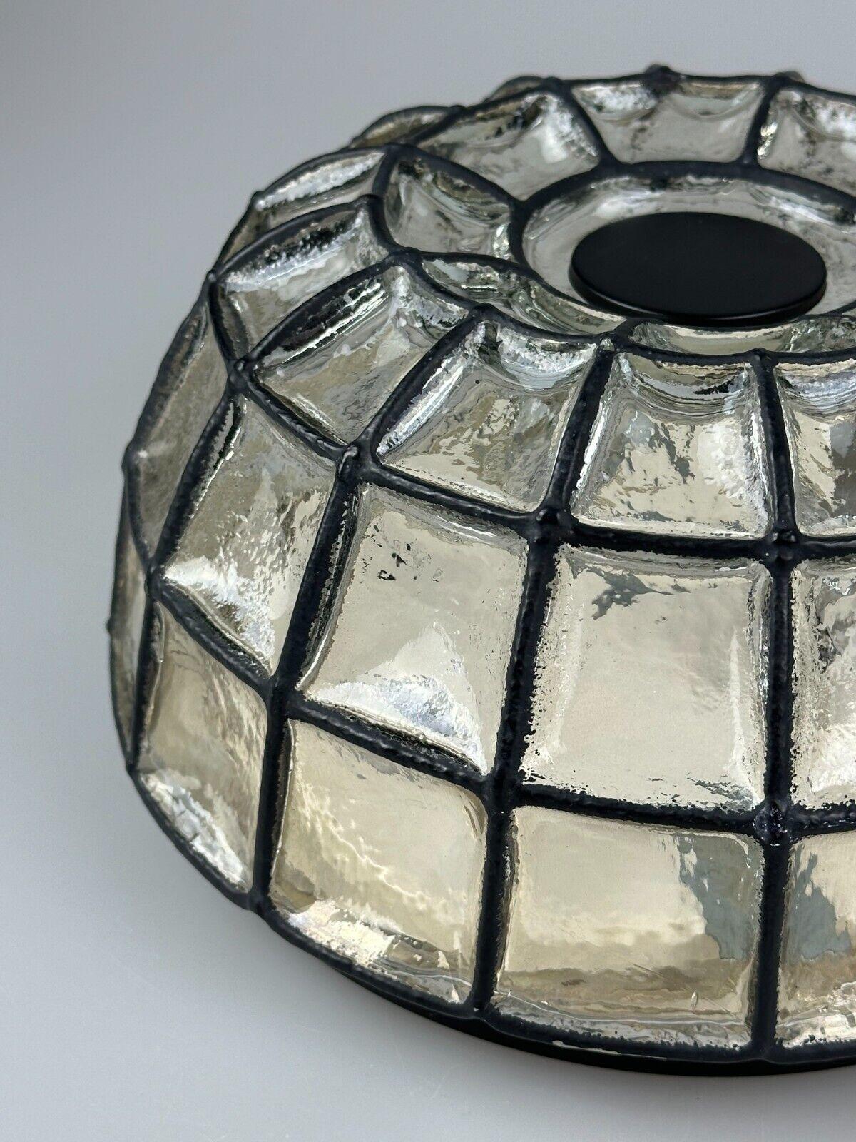 60er 70er Jahre Deckenleuchte Glashütte Limburg Deutschland Plafoniere Glas & Metall im Angebot 9