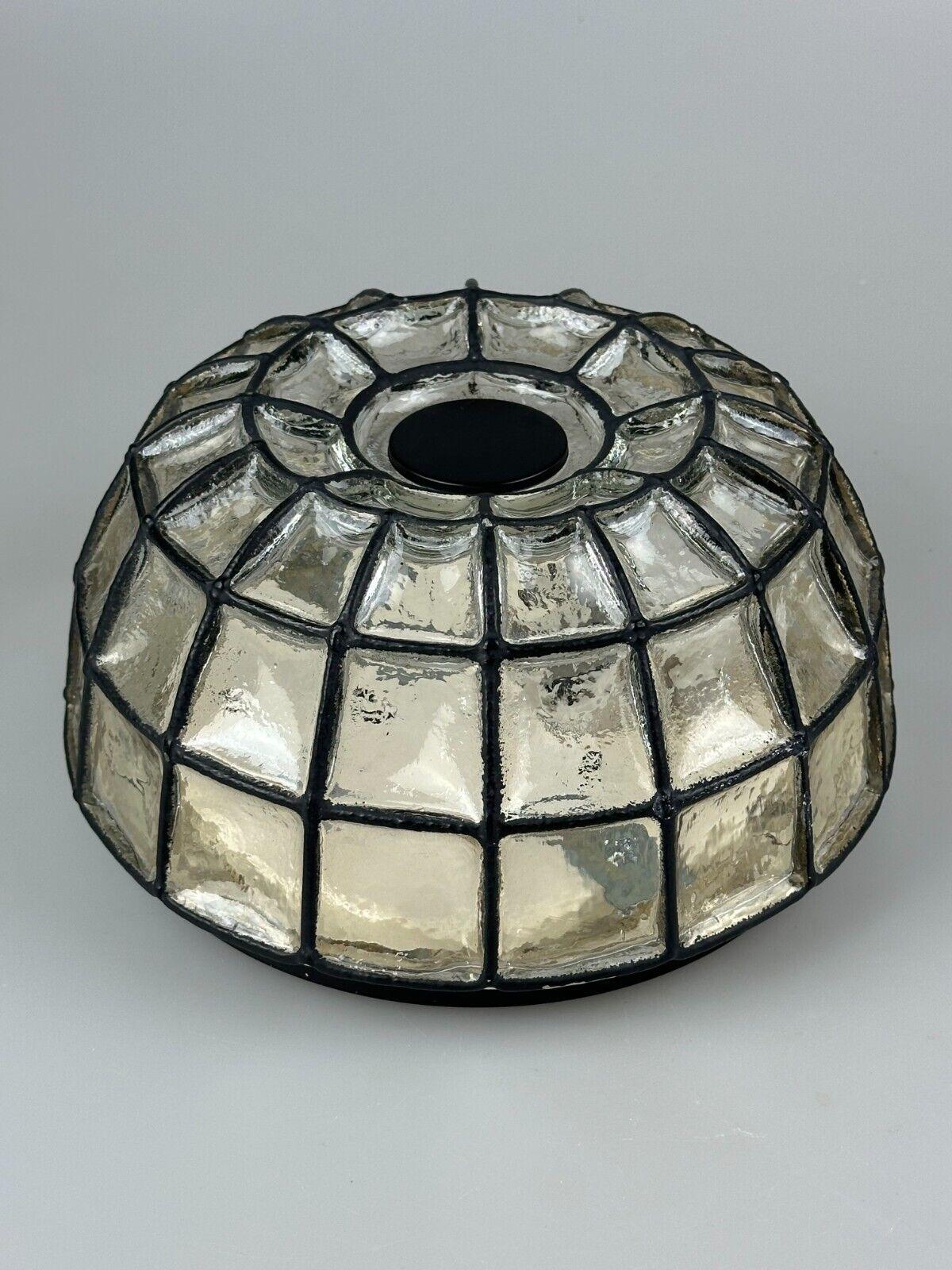 60s 70s ceiling lamp Glashütte Limburg Germany Plafoniere glass & metal For Sale 9