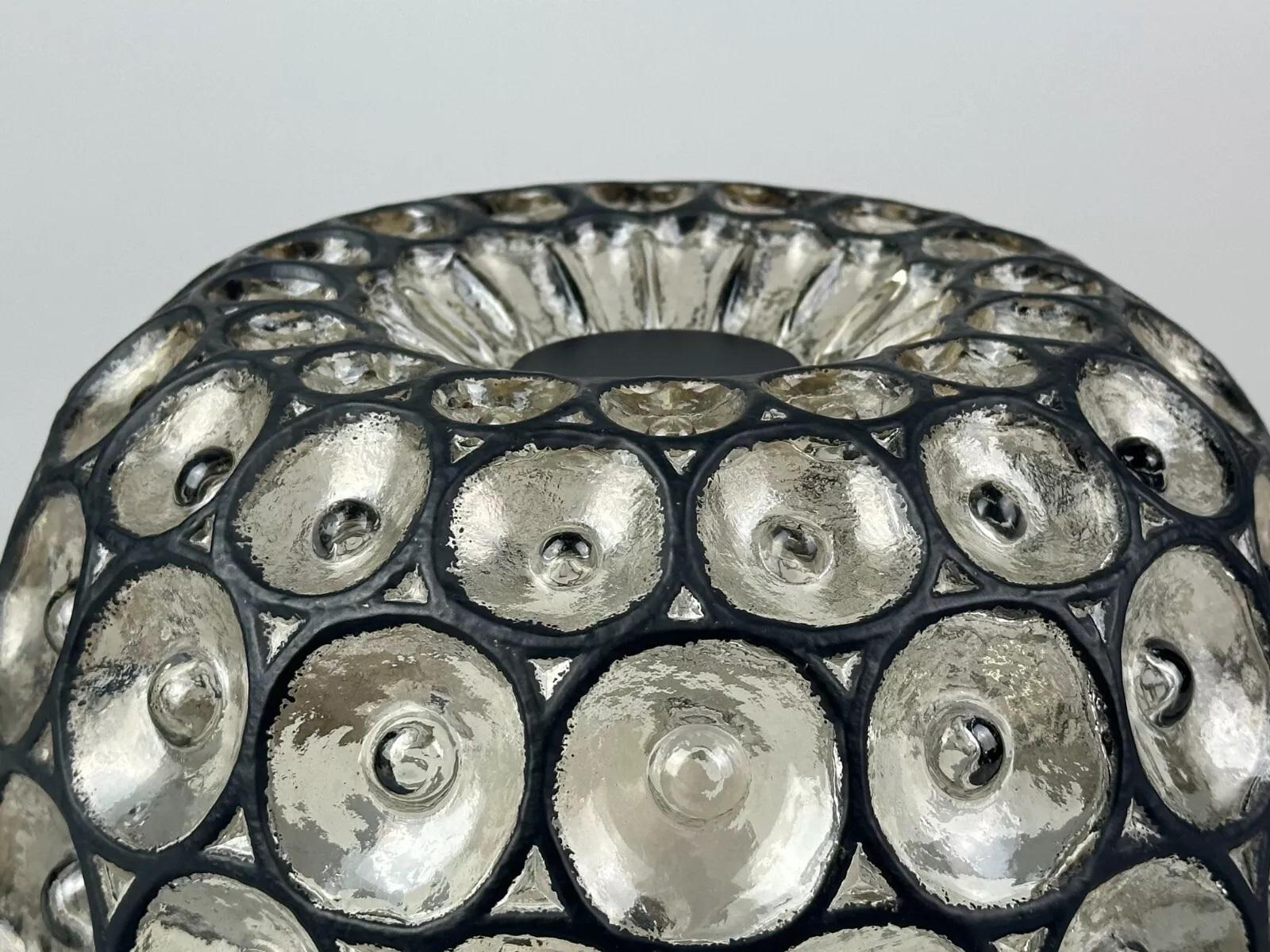 60s 70s ceiling lamp Glashütte Limburg Germany Plafoniere glass & metal For Sale 9