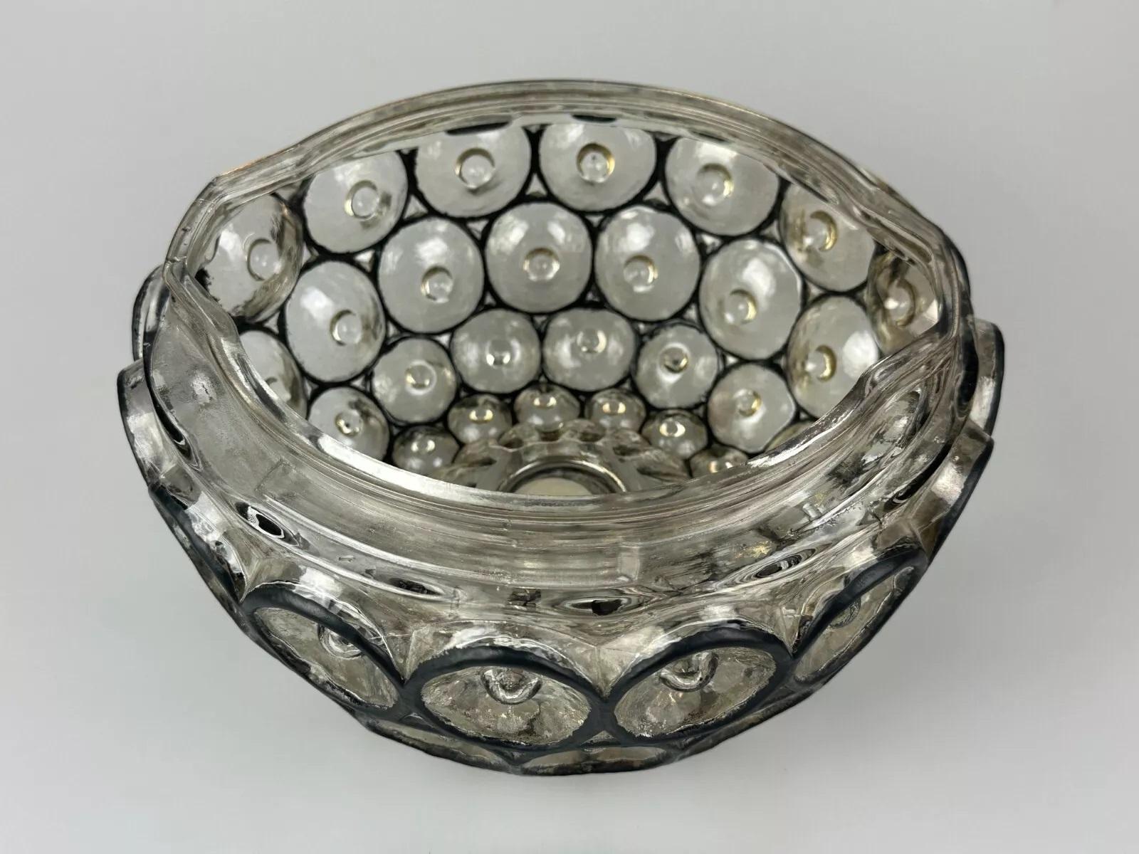 60s 70s ceiling lamp Glashütte Limburg Germany Plafoniere glass & metal For Sale 13