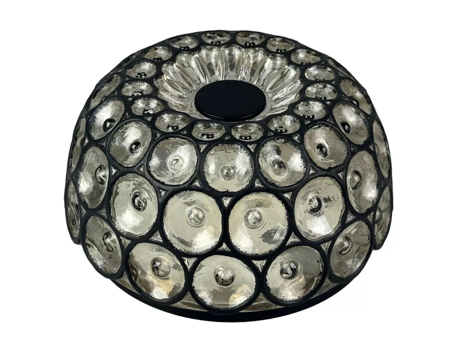 60s 70s ceiling lamp Glashütte Limburg Germany Plafoniere glass & metal 

Object: wall lamp

Manufacturer: Glashütte Limburg

Condition: good

Age: around 1960-1970

Dimensions:

Diameter = 24.5cm
Height = 13cm

Material: glass, metal

Other