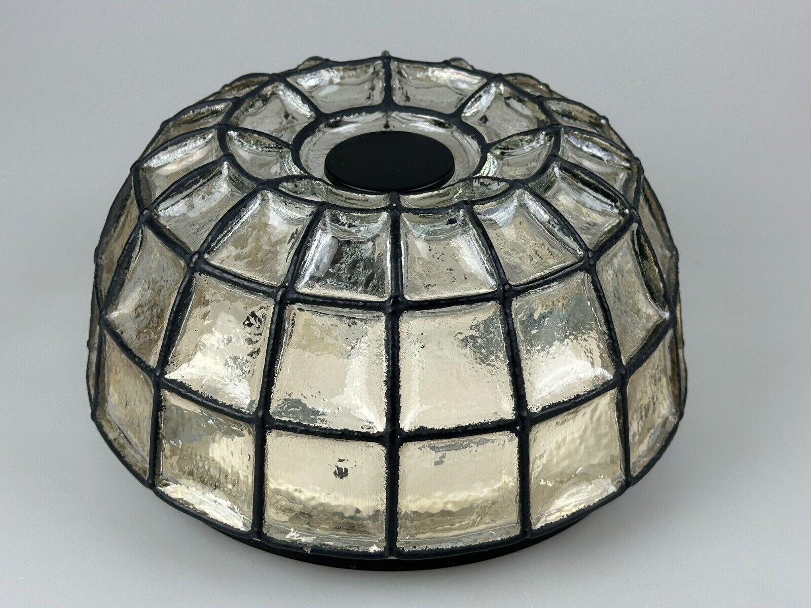 60s 70s ceiling lamp Glashütte Limburg Germany Plafoniere glass & metal In Good Condition For Sale In Neuenkirchen, NI