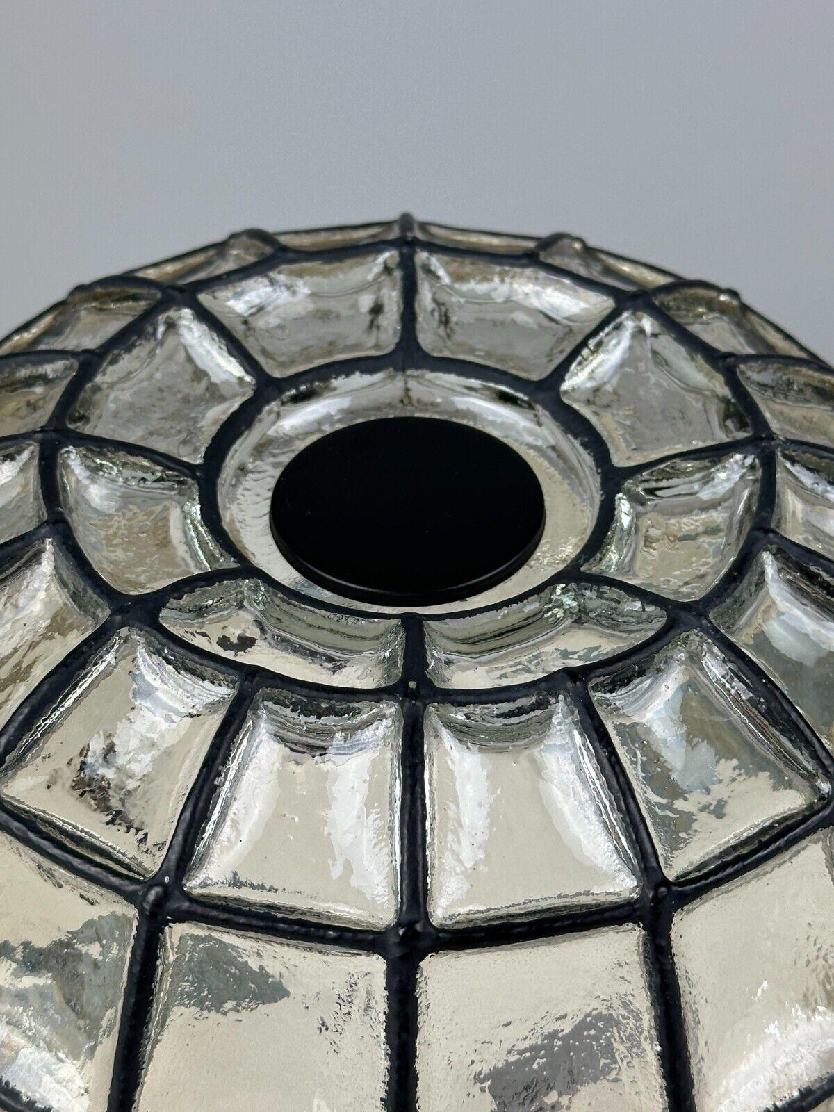 60s 70s ceiling lamp Glashütte Limburg Germany Plafoniere glass & metal For Sale 1