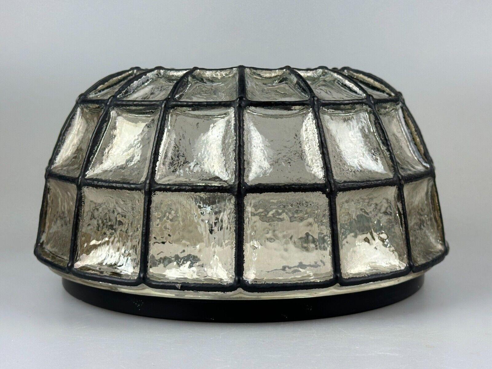 60s 70s ceiling lamp Glashütte Limburg Germany Plafoniere glass & metal For Sale 3