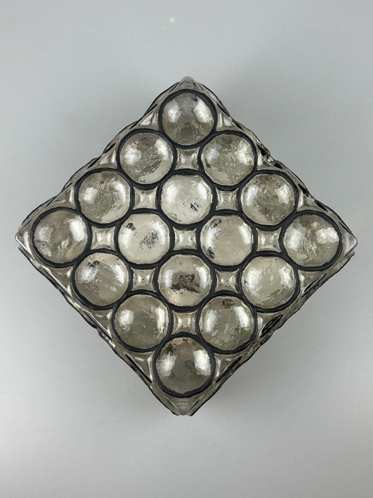 60s 70s ceiling lamp Glashütte Limburg Germany Plafoniere glass & metal For Sale 4