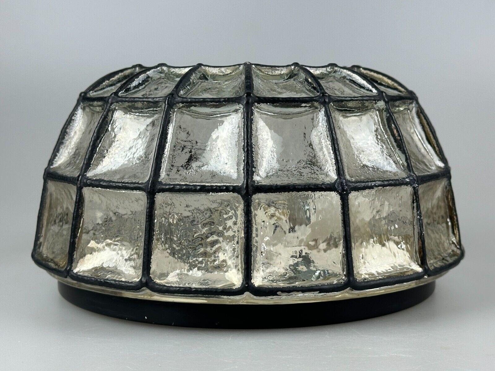 60s 70s ceiling lamp Glashütte Limburg Germany Plafoniere glass & metal For Sale 4