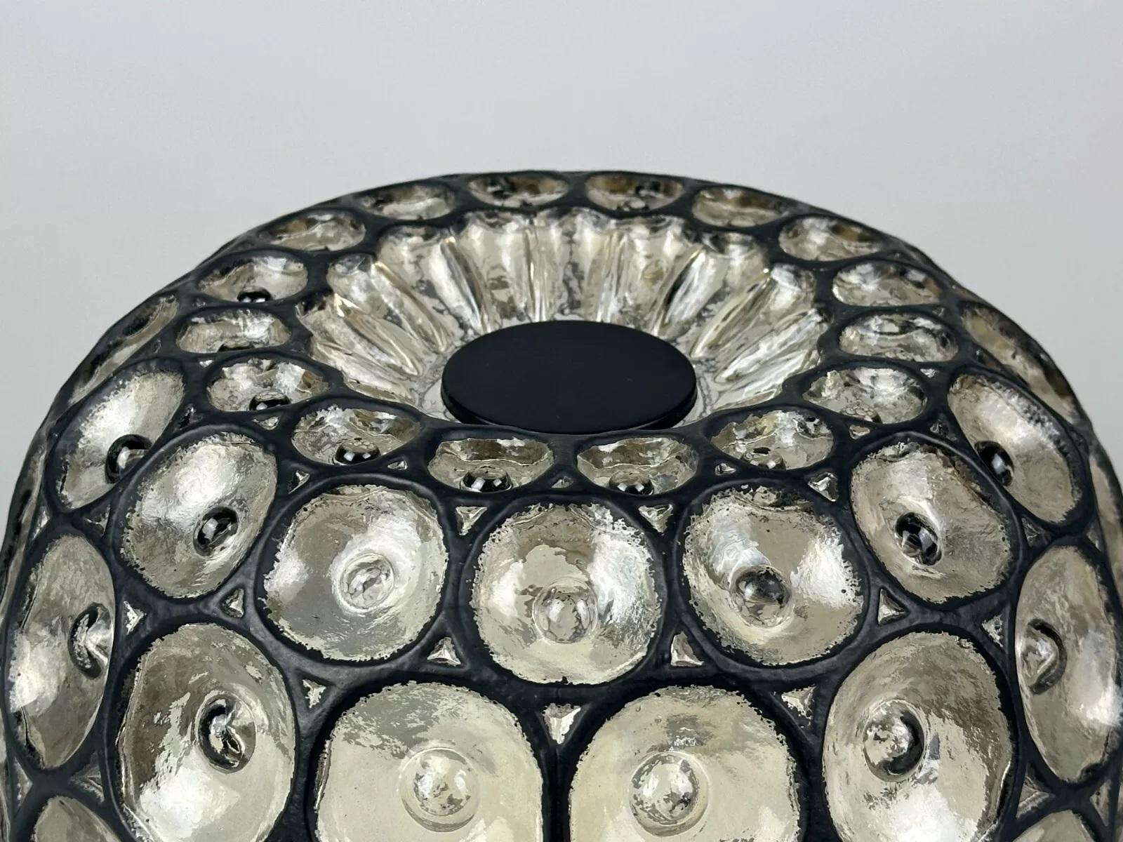 60s 70s ceiling lamp Glashütte Limburg Germany Plafoniere glass & metal For Sale 4