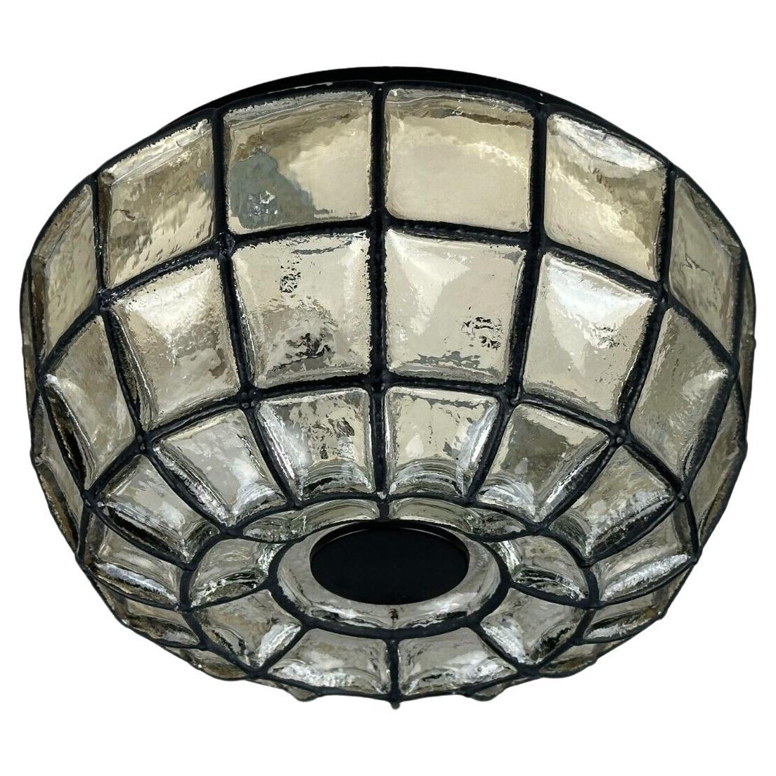 60s 70s ceiling lamp Glashütte Limburg Germany Plafoniere glass & metal For Sale
