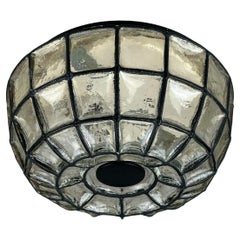 Used 60s 70s ceiling lamp Glashütte Limburg Germany Plafoniere glass & metal
