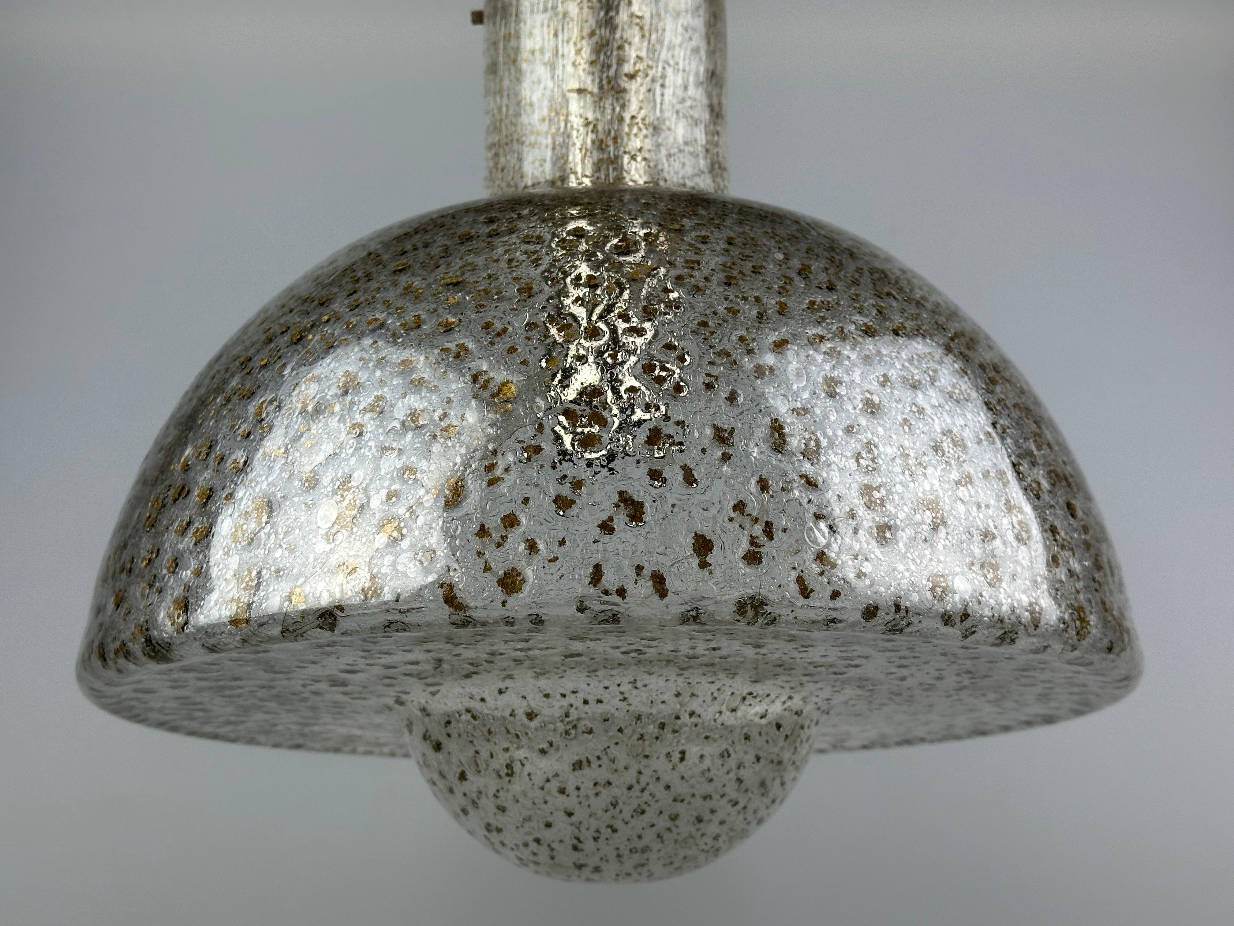 60s 70s ceiling lamp hanging lamp by Temde Leuchten glass space age design For Sale 5