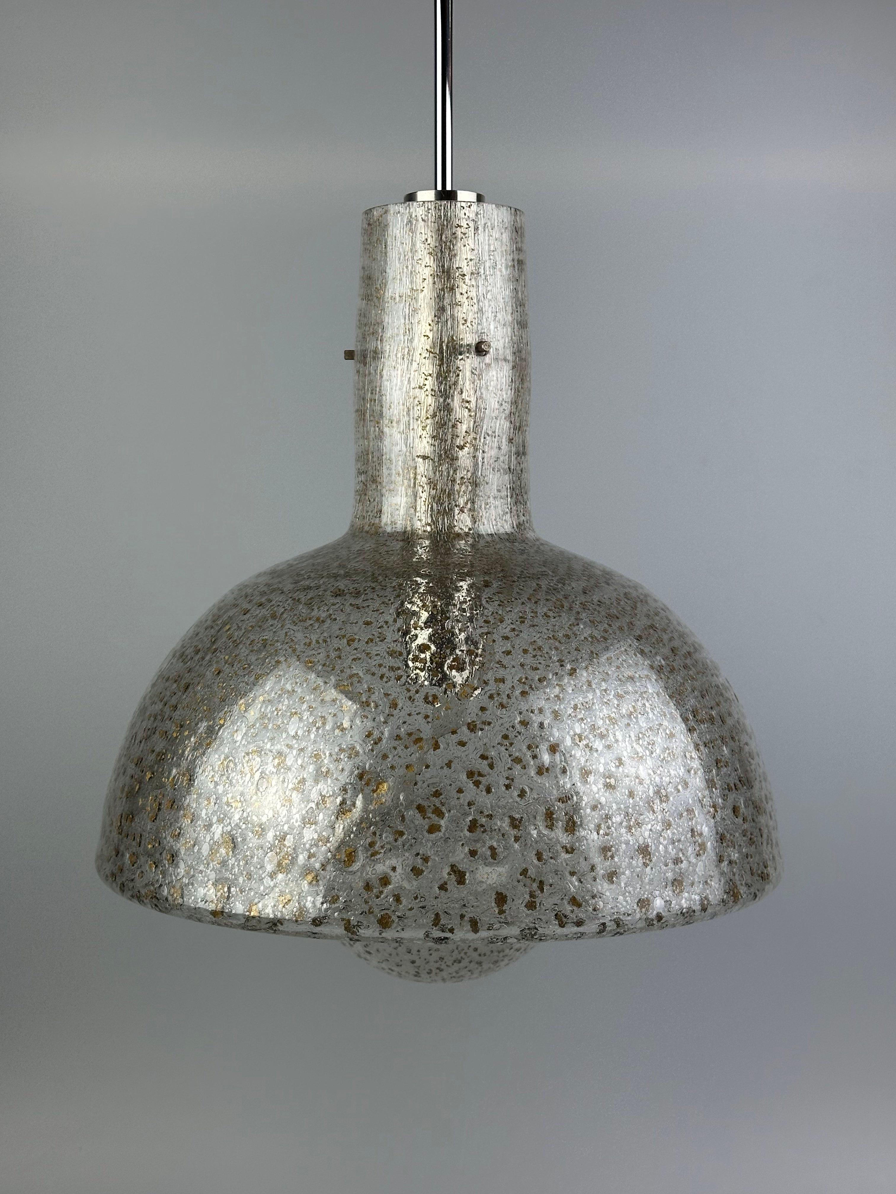 60s 70s ceiling lamp hanging lamp by Temde Leuchten glass space age design For Sale 8