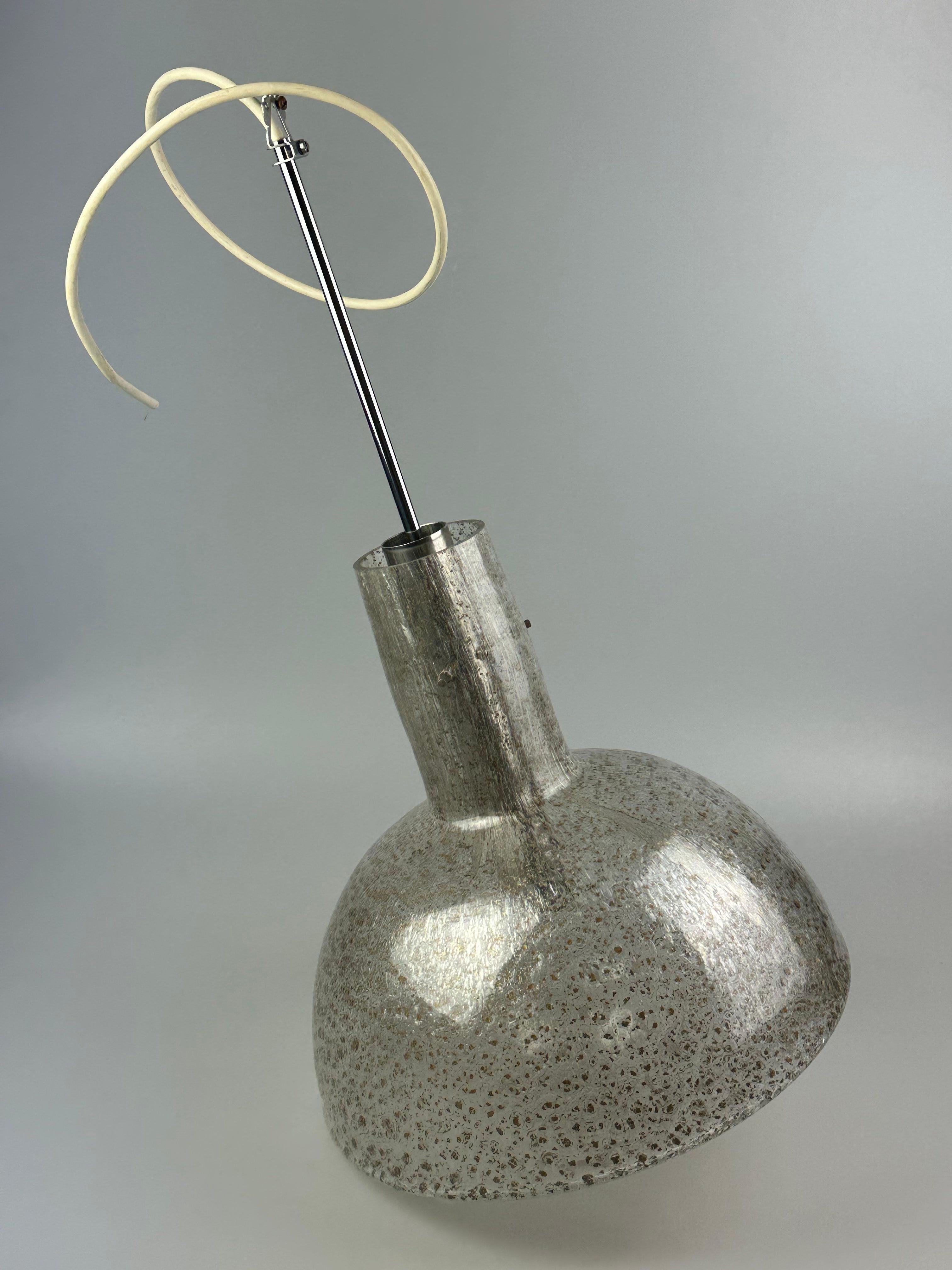 60s 70s ceiling lamp hanging lamp by Temde Leuchten glass space age design For Sale 9