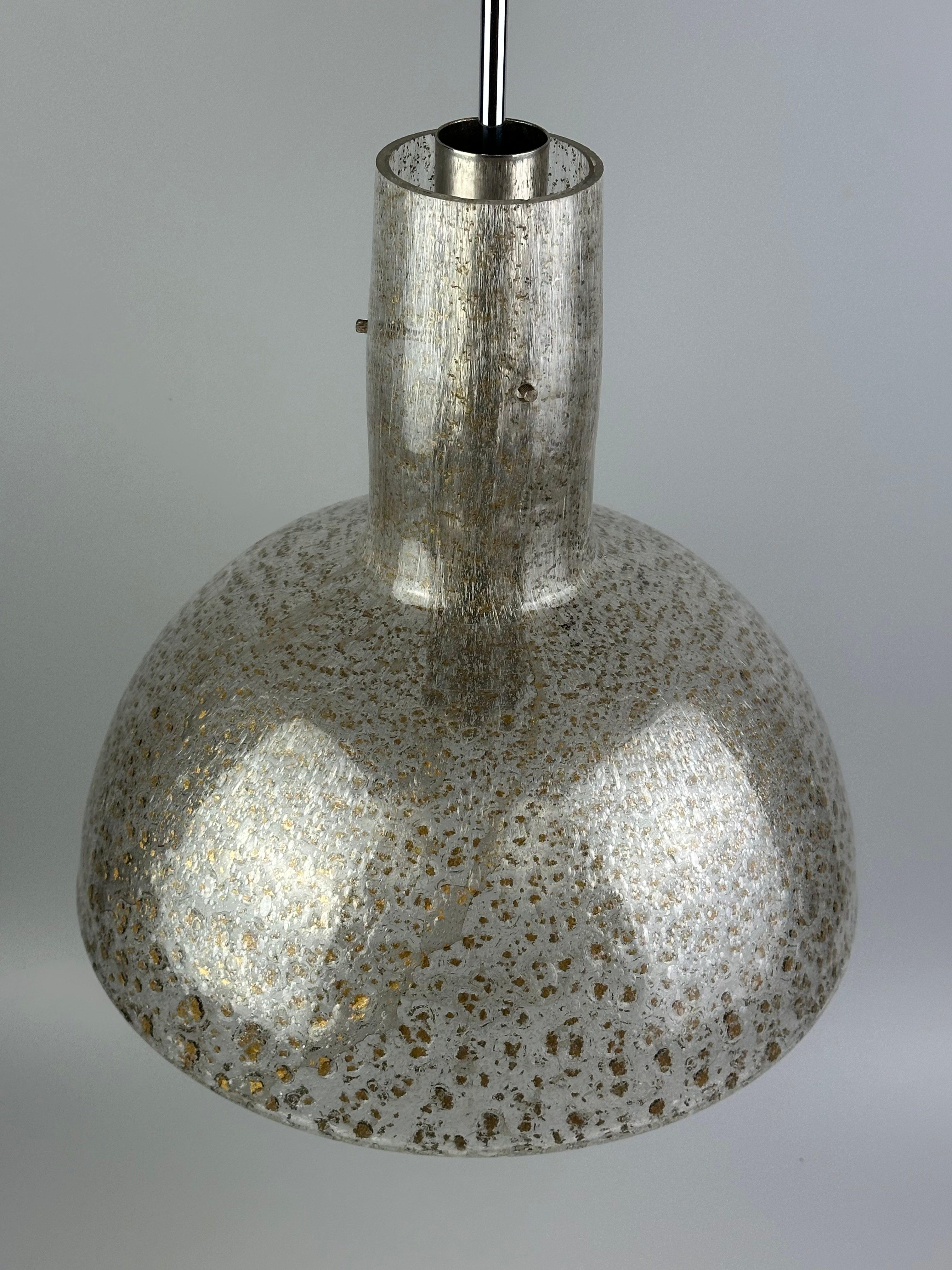 German 60s 70s ceiling lamp hanging lamp by Temde Leuchten glass space age design For Sale