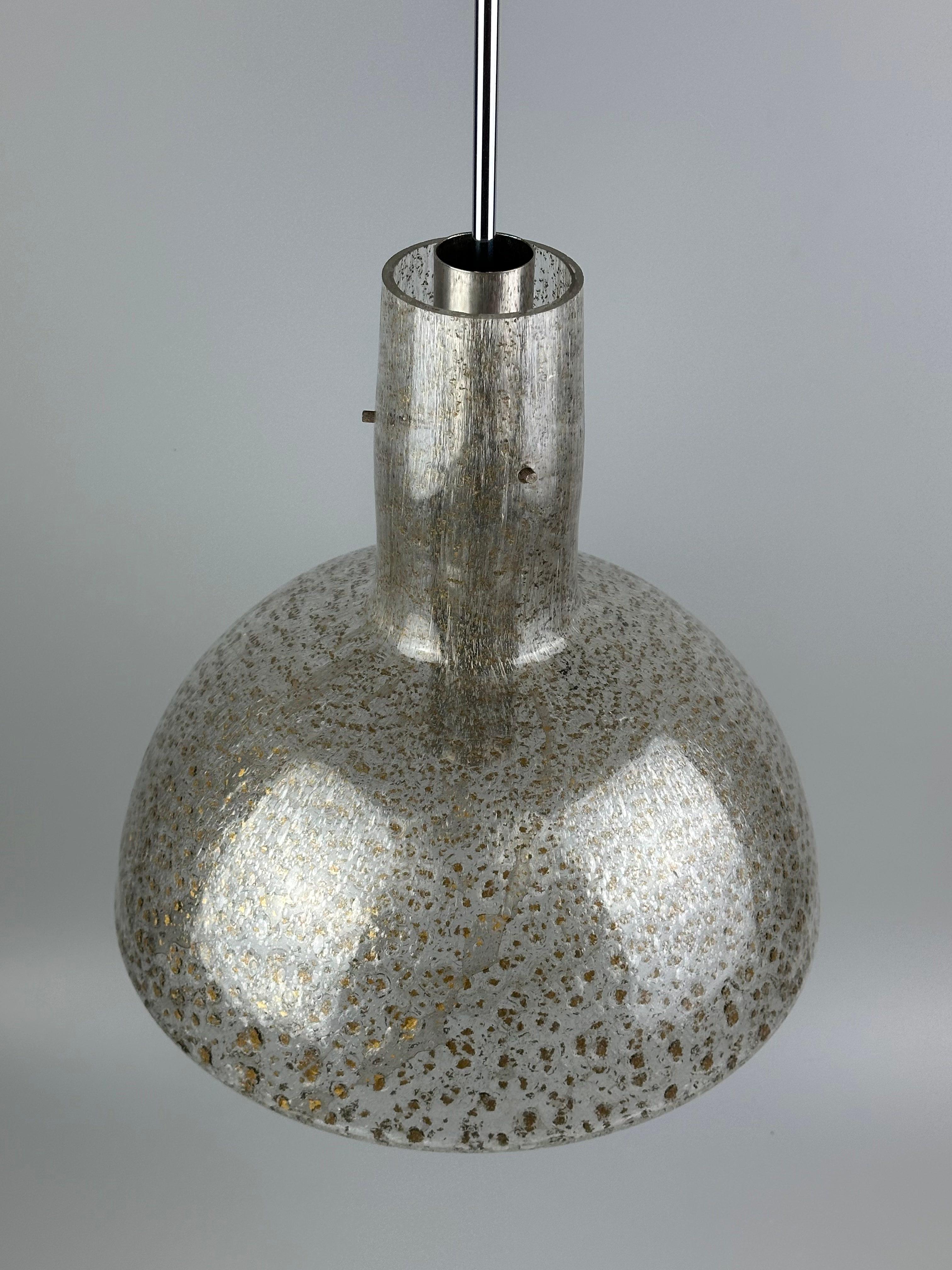 Metal 60s 70s ceiling lamp hanging lamp by Temde Leuchten glass space age design For Sale