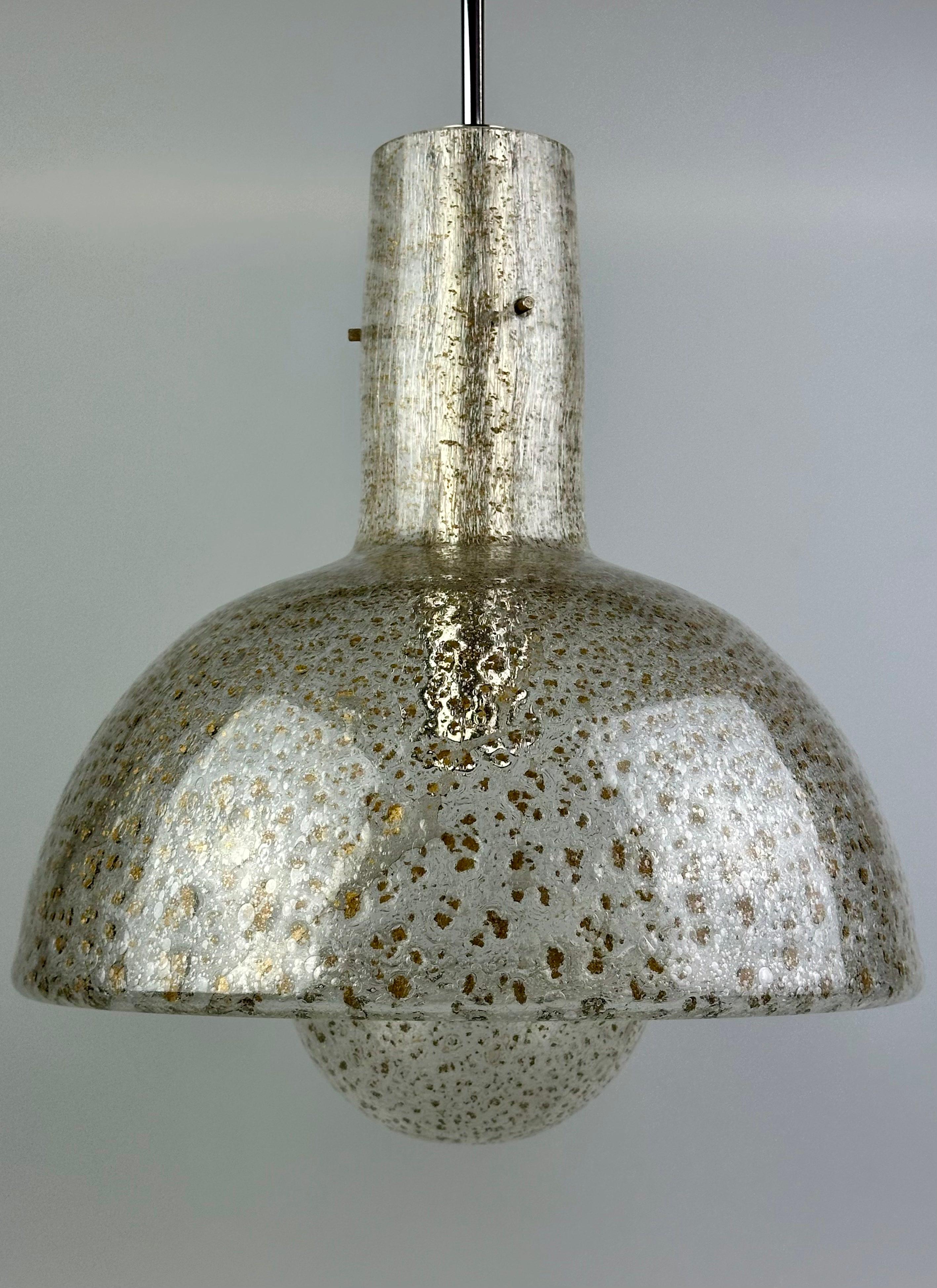 60s 70s ceiling lamp hanging lamp by Temde Leuchten glass space age design For Sale 2